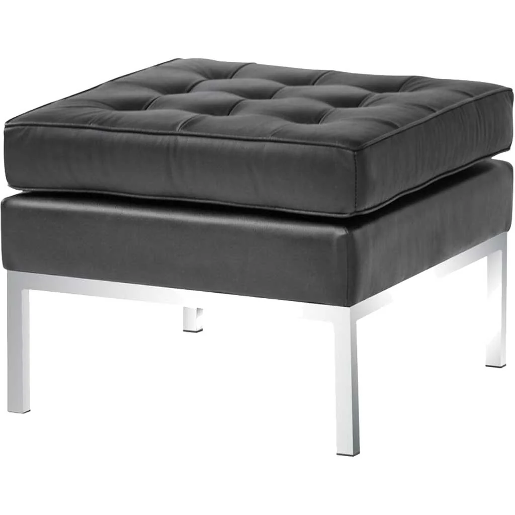 Belmont Ottoman in Leather Black - Image 2