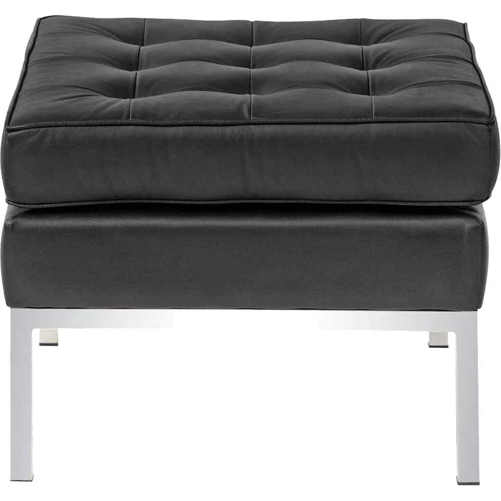 Belmont Ottoman in Leather Black - Image 3