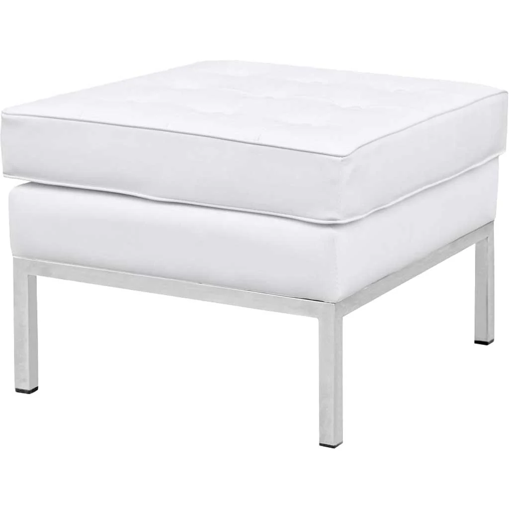 Belmont Ottoman in Leather White - Image 2
