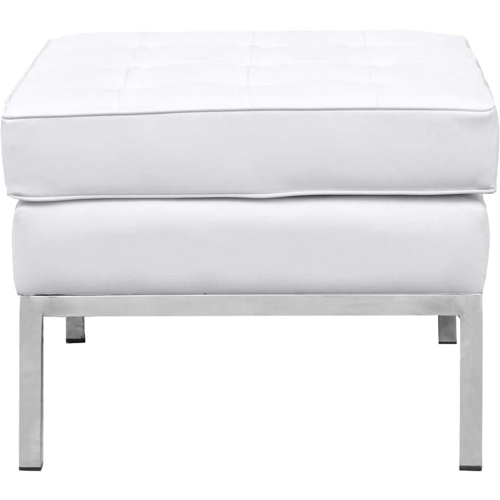 Belmont Ottoman in Leather White - Image 3