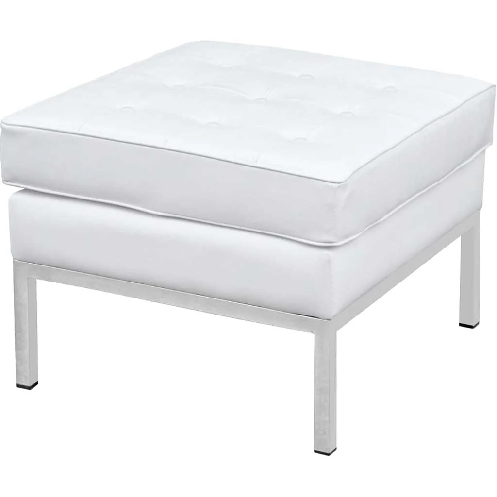 Belmont Ottoman in Leather White - Image 4