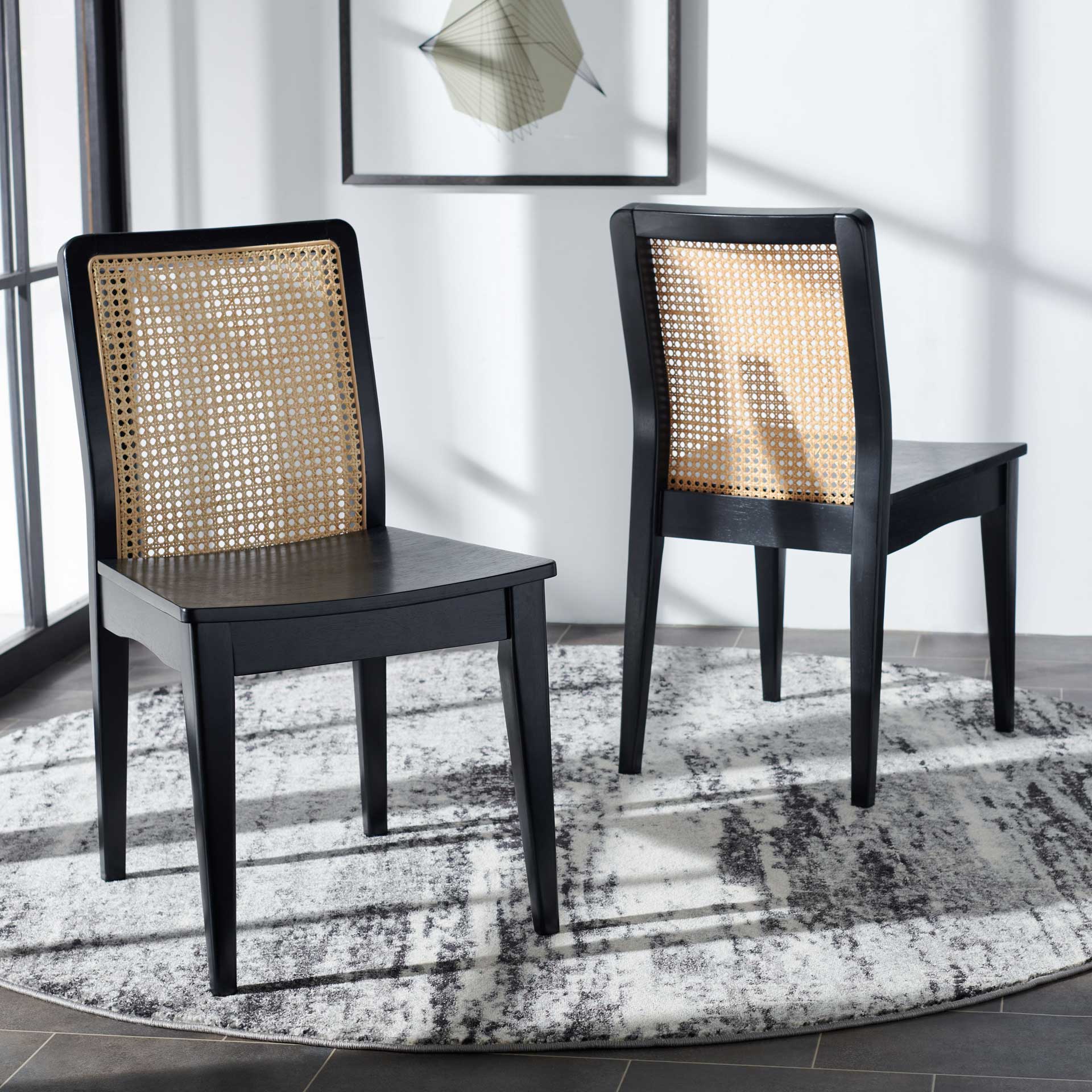Belomy Rattan Dining Chair Black/Natural (Set of 2) - Image 7