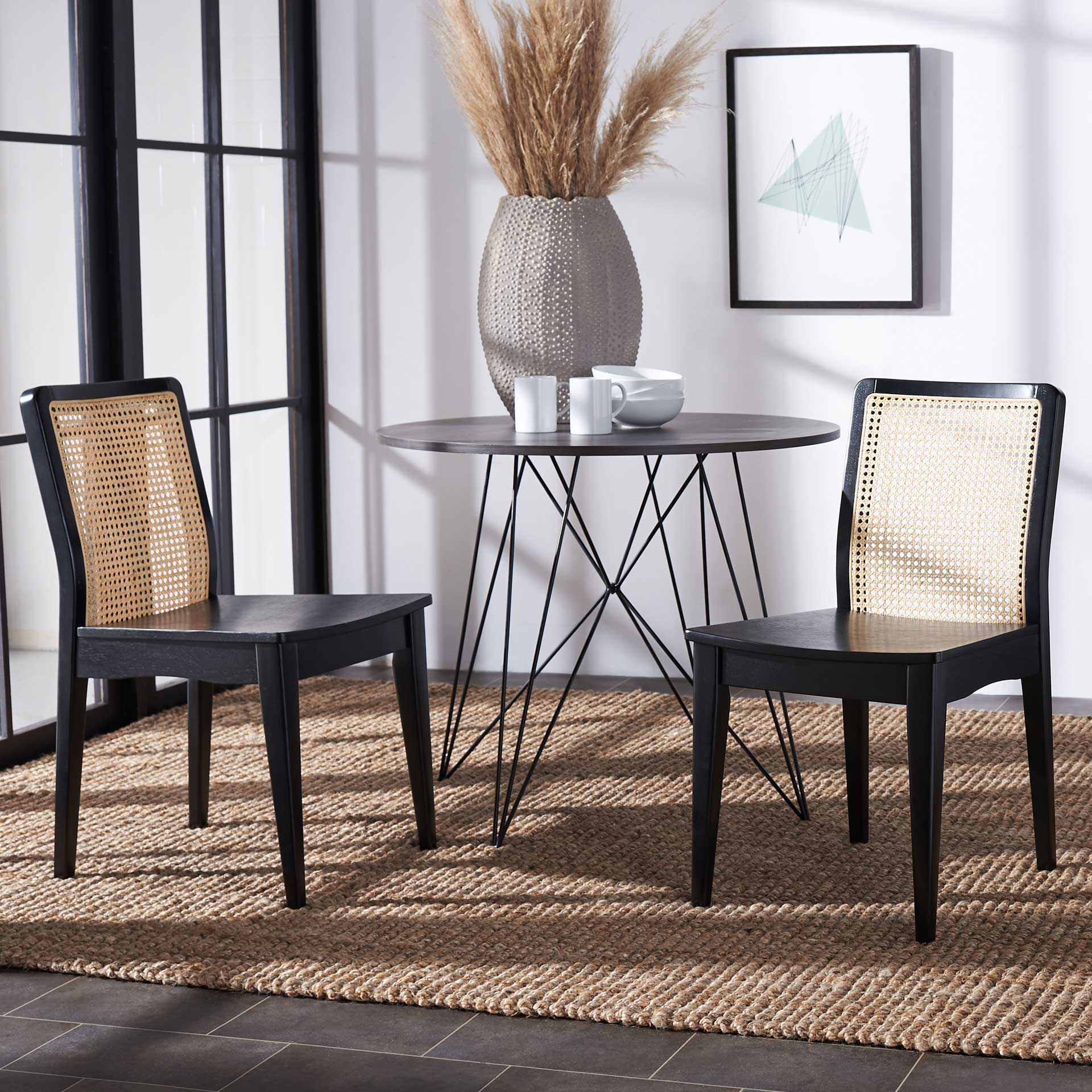 Belomy Rattan Dining Chair Black/Natural (Set of 2) - Image 8