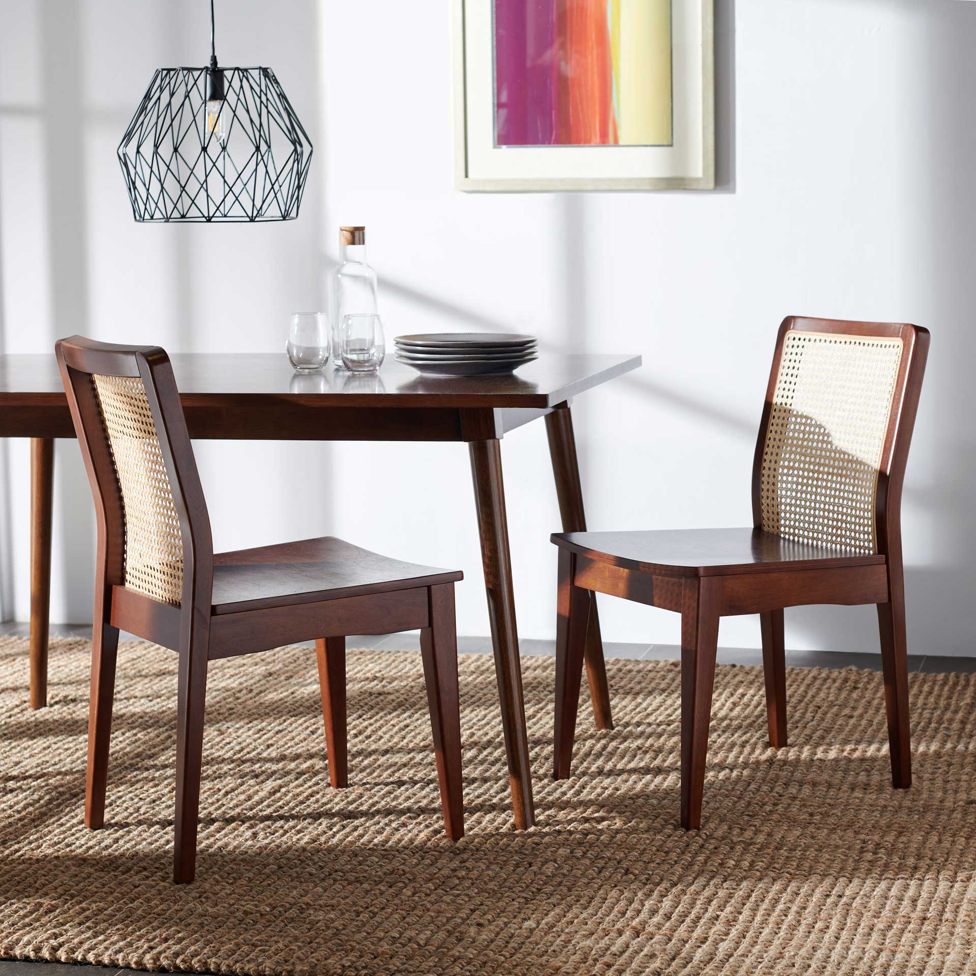 Belomy Rattan Dining Chair Dark Brown/Natural (Set of 2) - Image 8