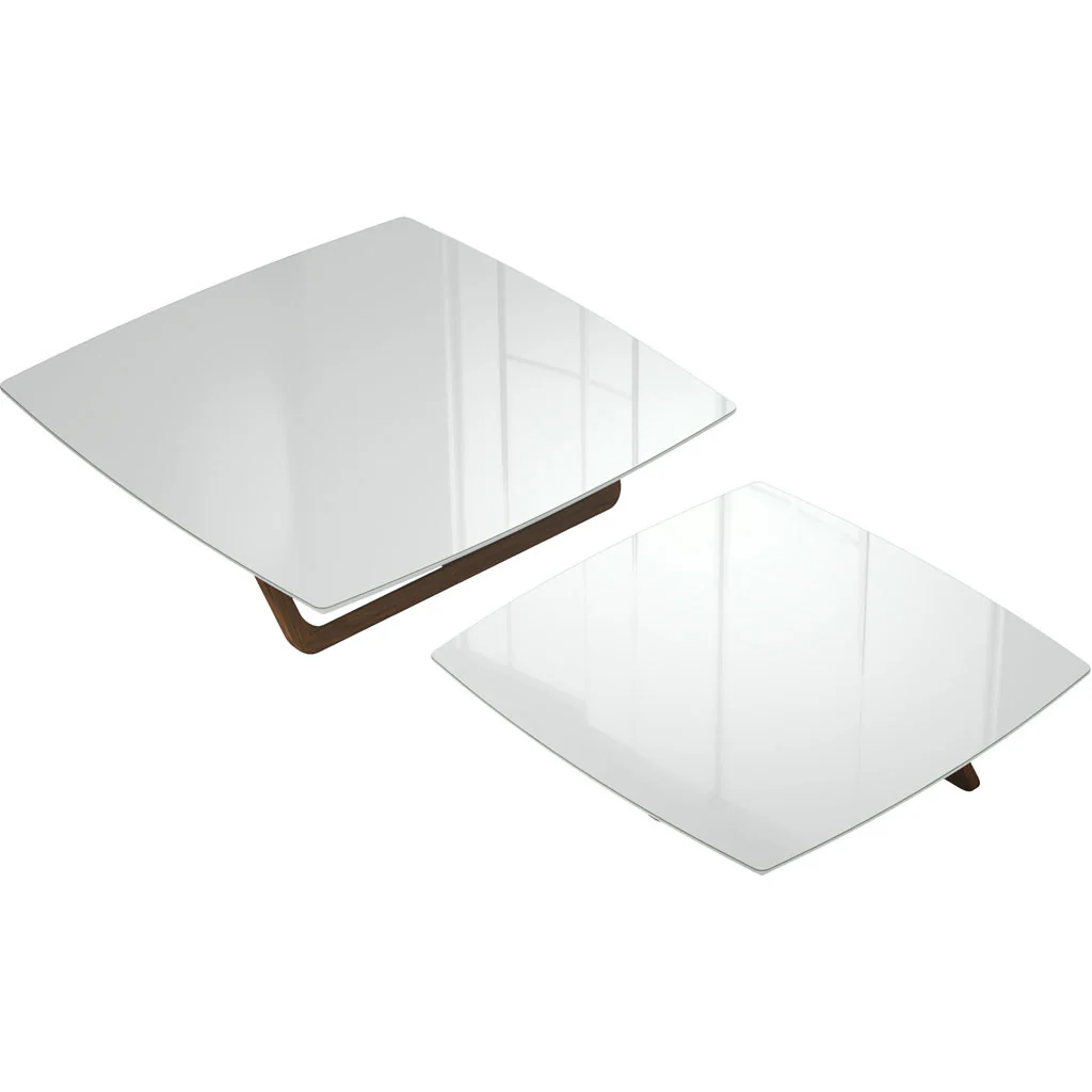 Belvedere Nested Tables White Glass/Walnut - Image 2
