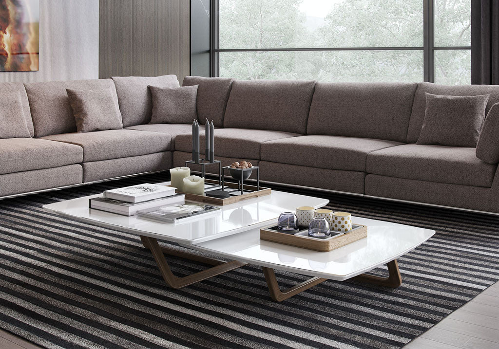 Belvedere Nested Tables White Glass/Walnut - Image 3