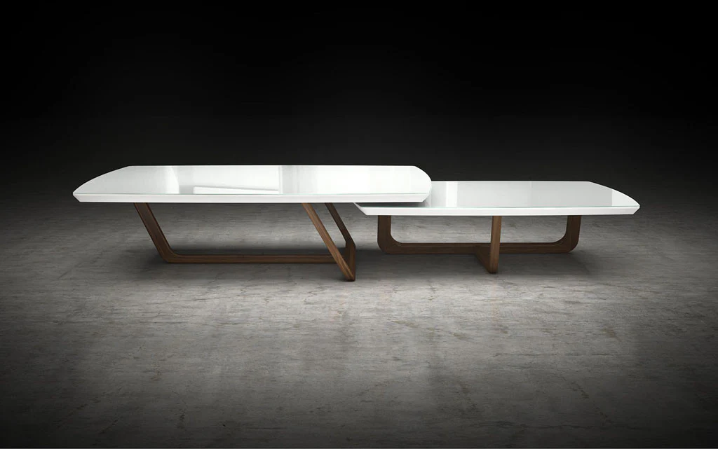 Belvedere Nested Tables White Glass/Walnut - Image 5