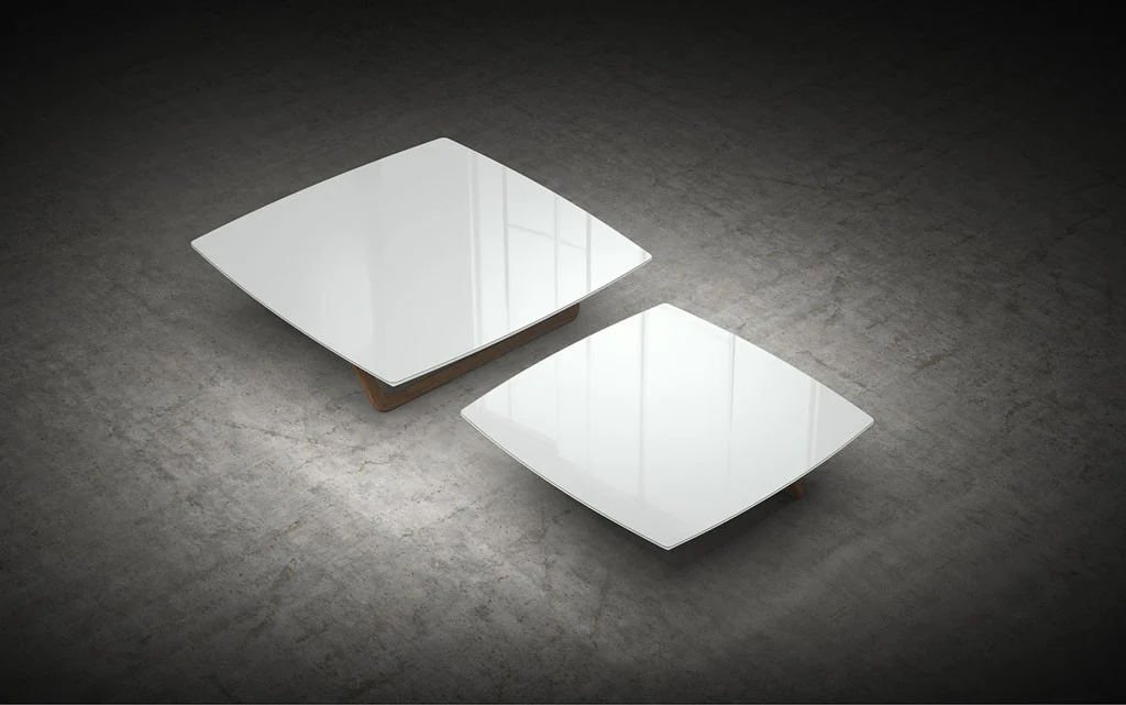 Belvedere Nested Tables White Glass/Walnut - Image 6