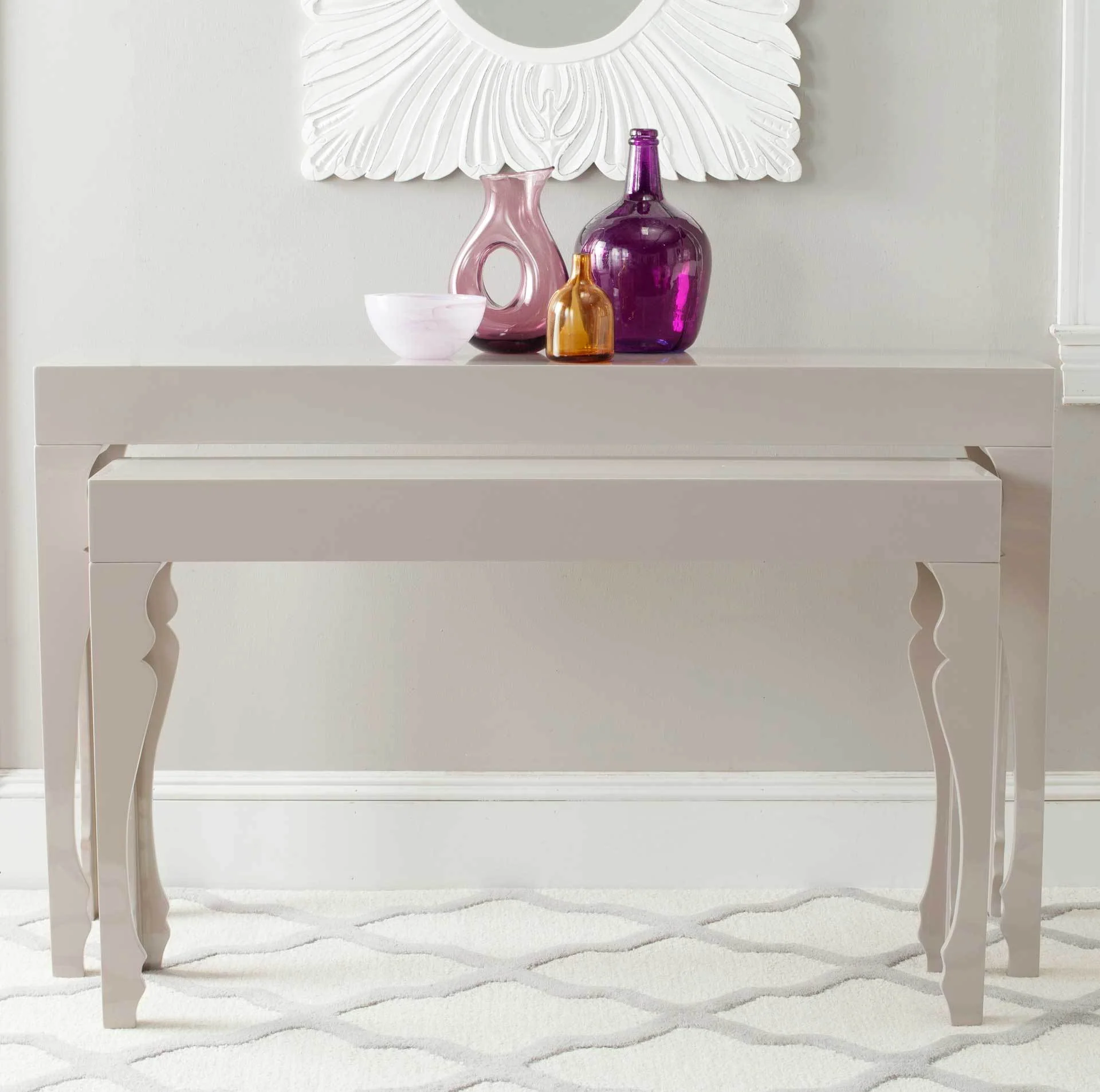Benicio Lacquer Stacking Console Taupe - Image 3
