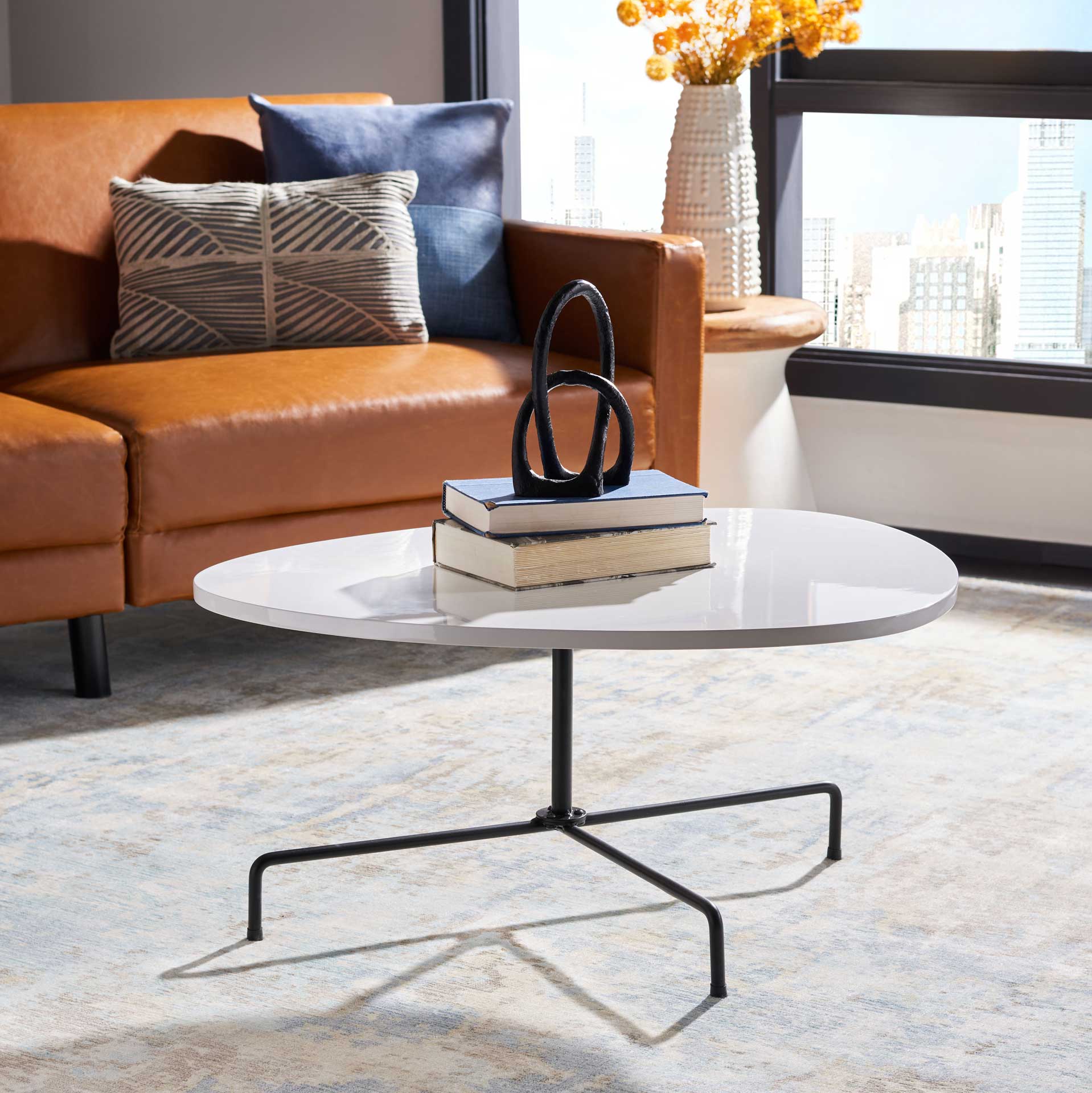 Beningo Tripod Coffee Table White/Black - Image 8