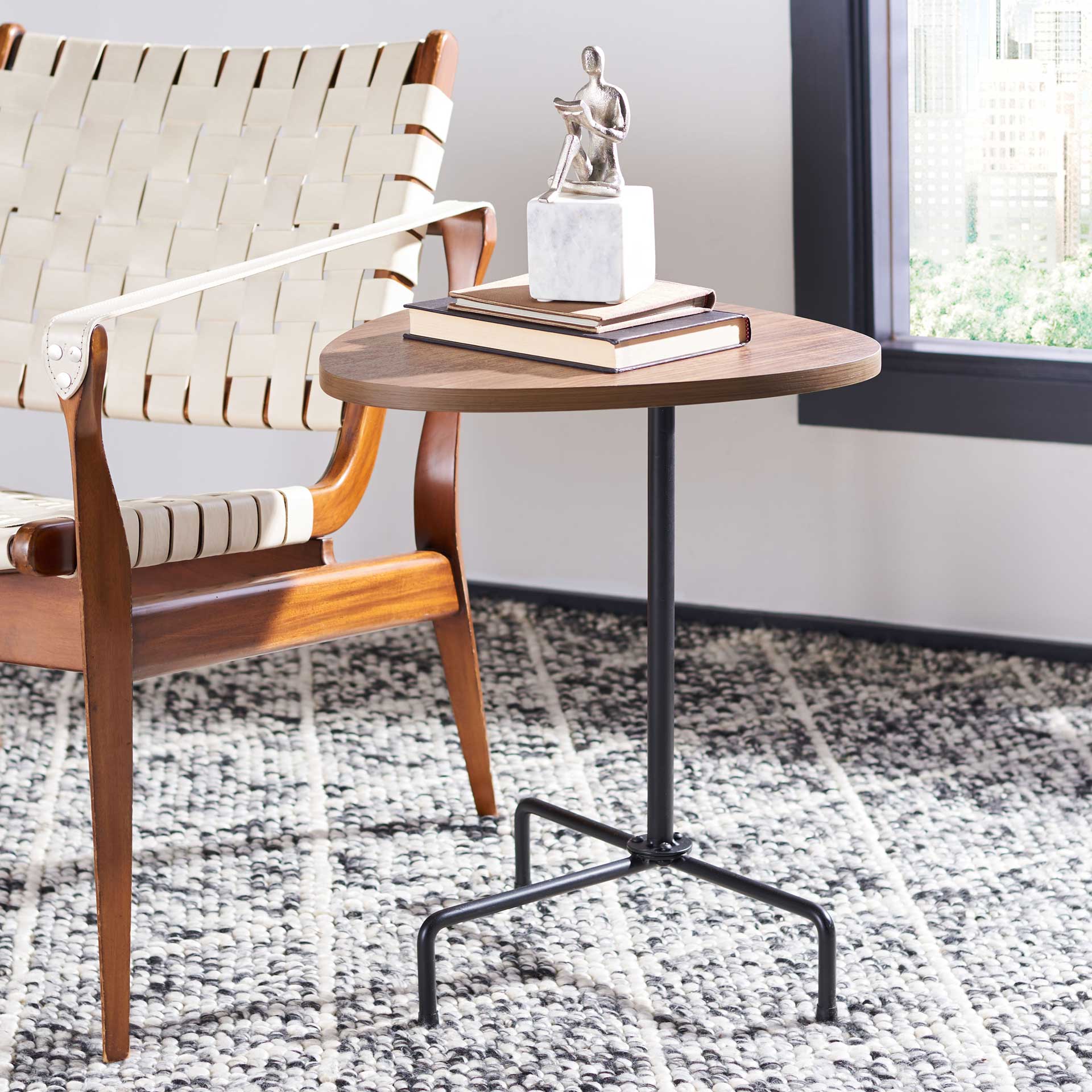 Beningo Tripod Side Table Walnut/Black - Image 8