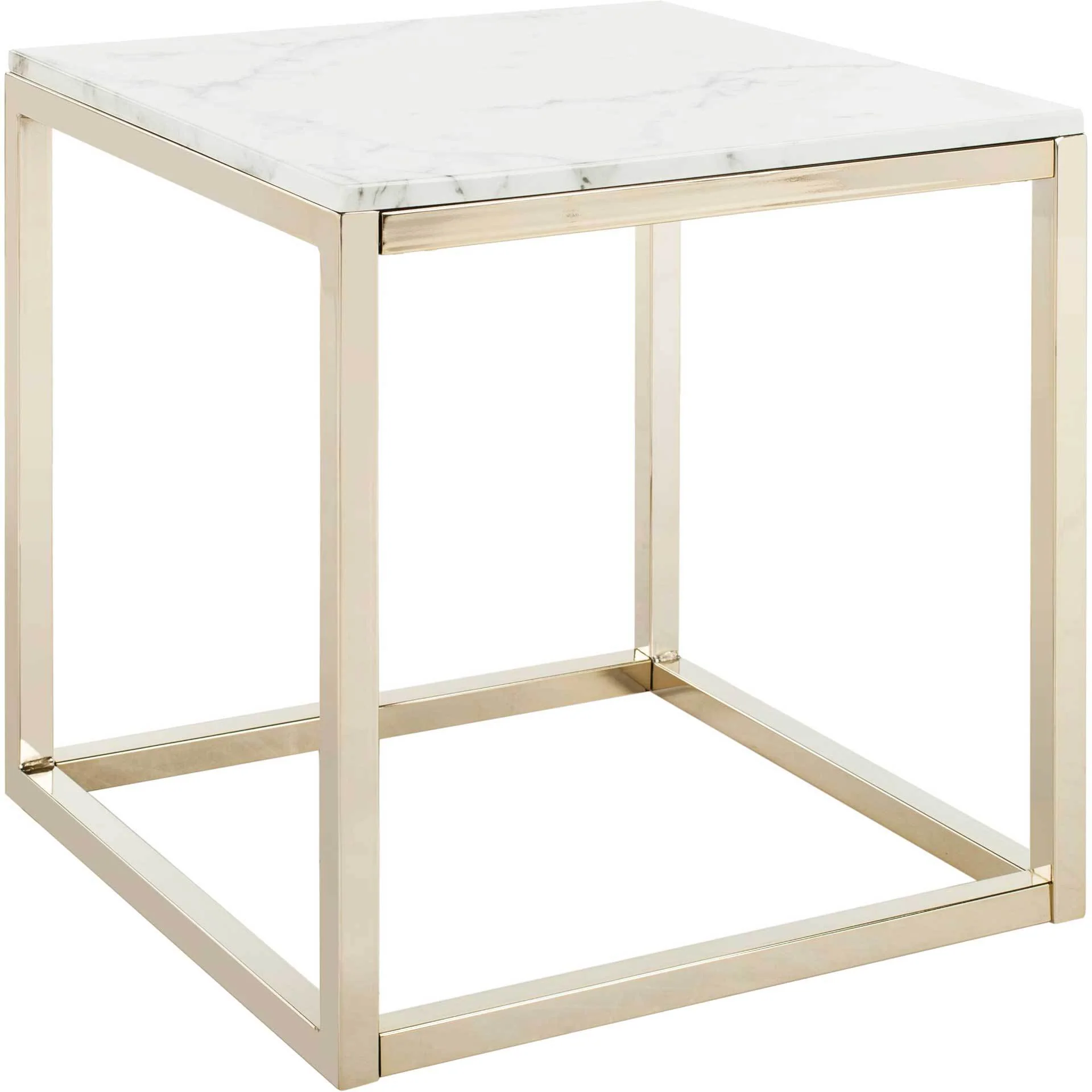 Benjamin Square End Table White Marble/Brass - Image 2