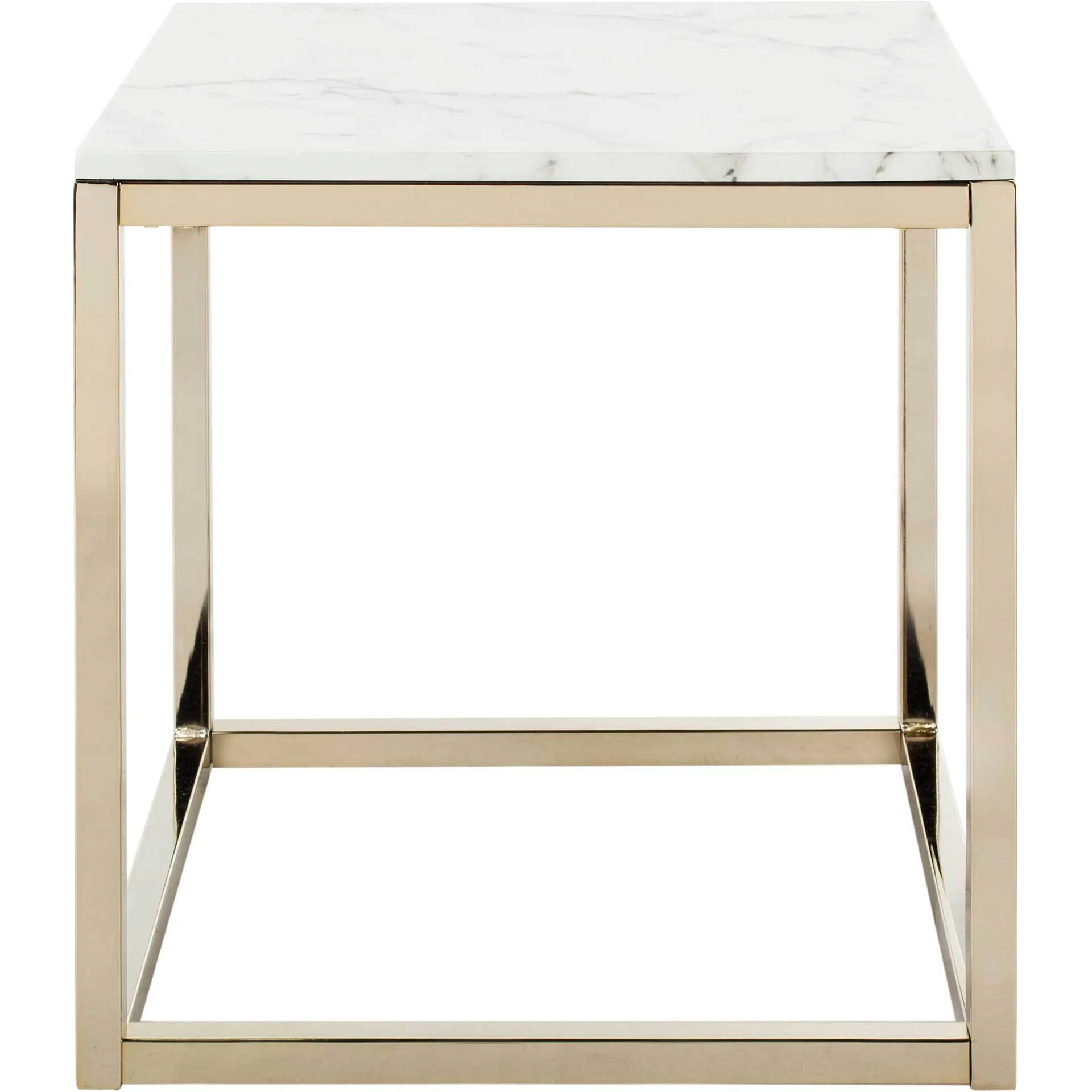 Benjamin Square End Table White Marble/Brass - Image 3