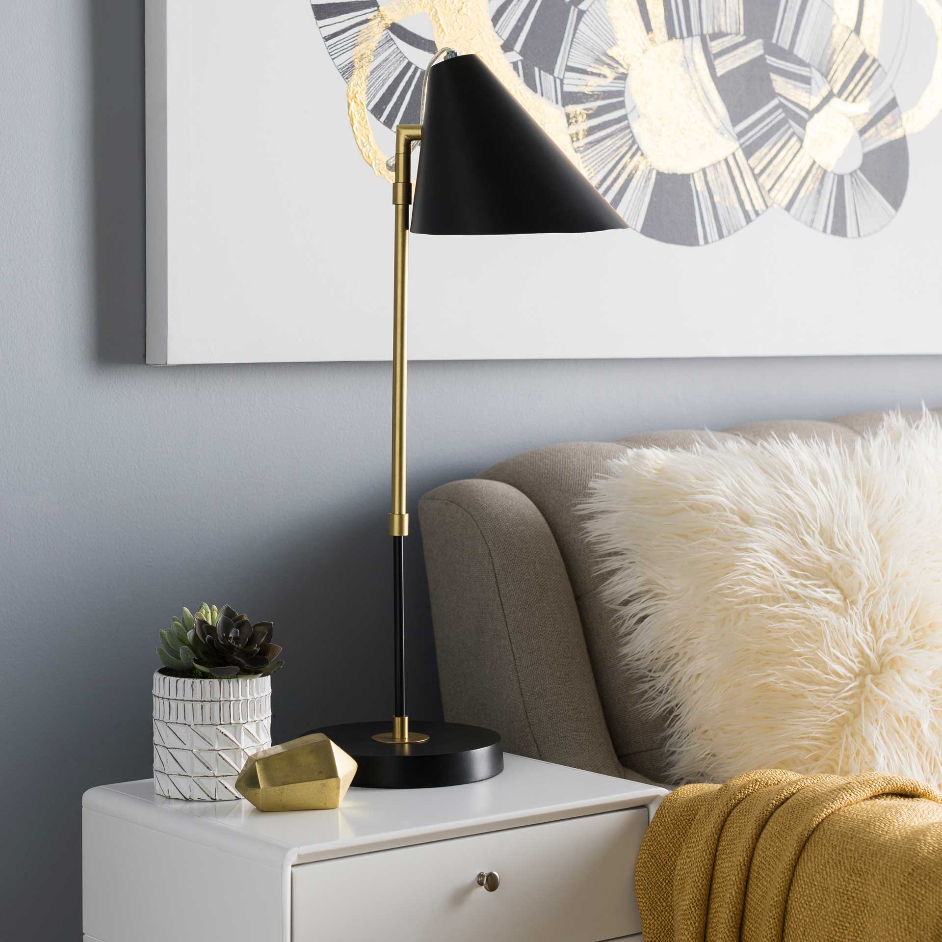 Benson Table Lamp Black/Brass/Brass - Image 4