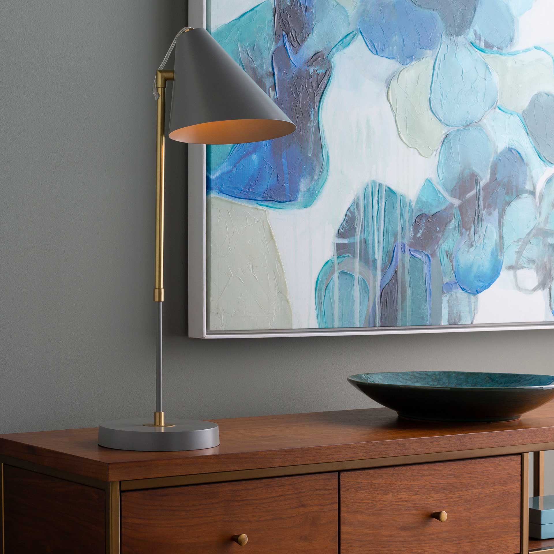 Benson Table Lamp Medium Gray/Gray/Brass - Image 8