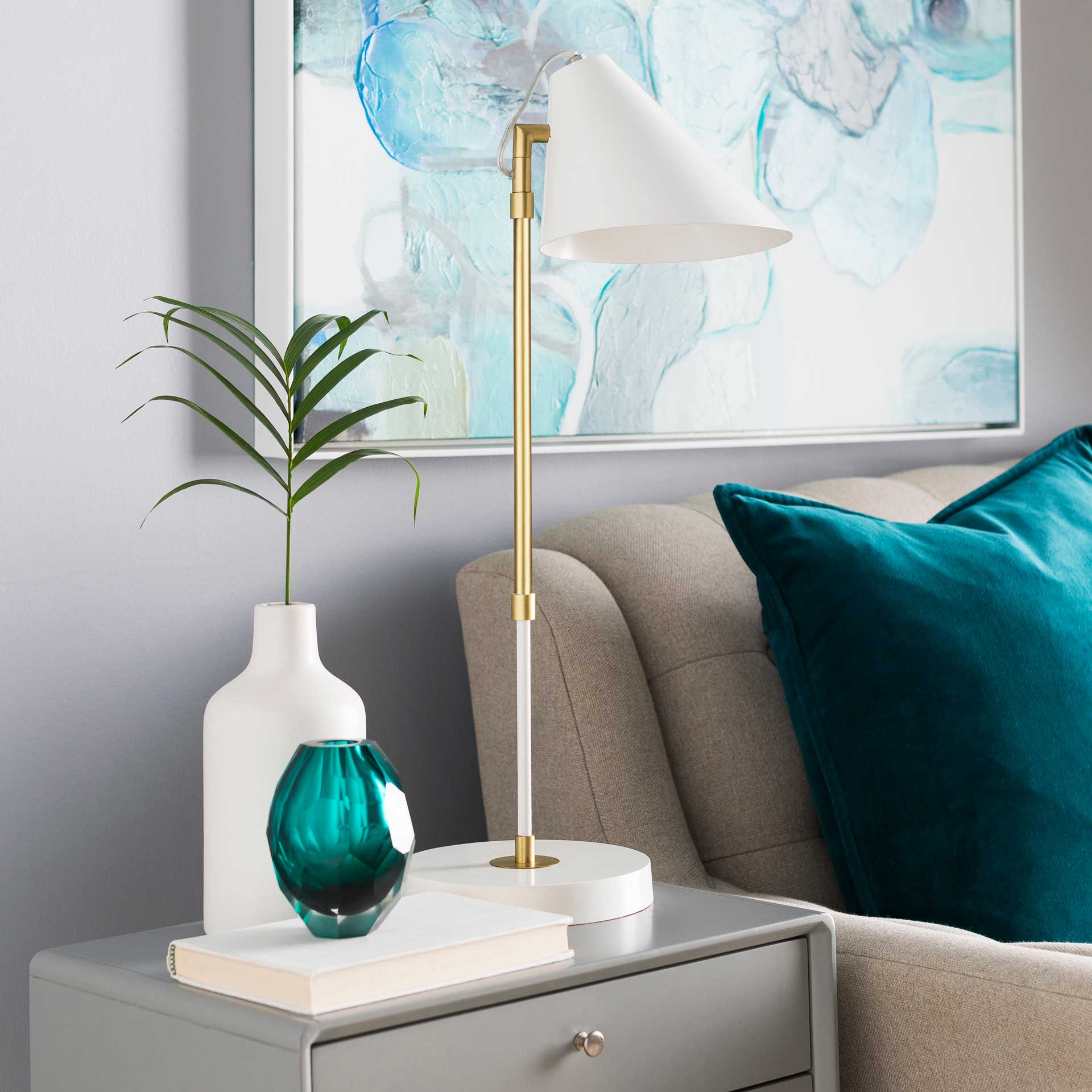 Benson Table Lamp White/Brass - Image 4