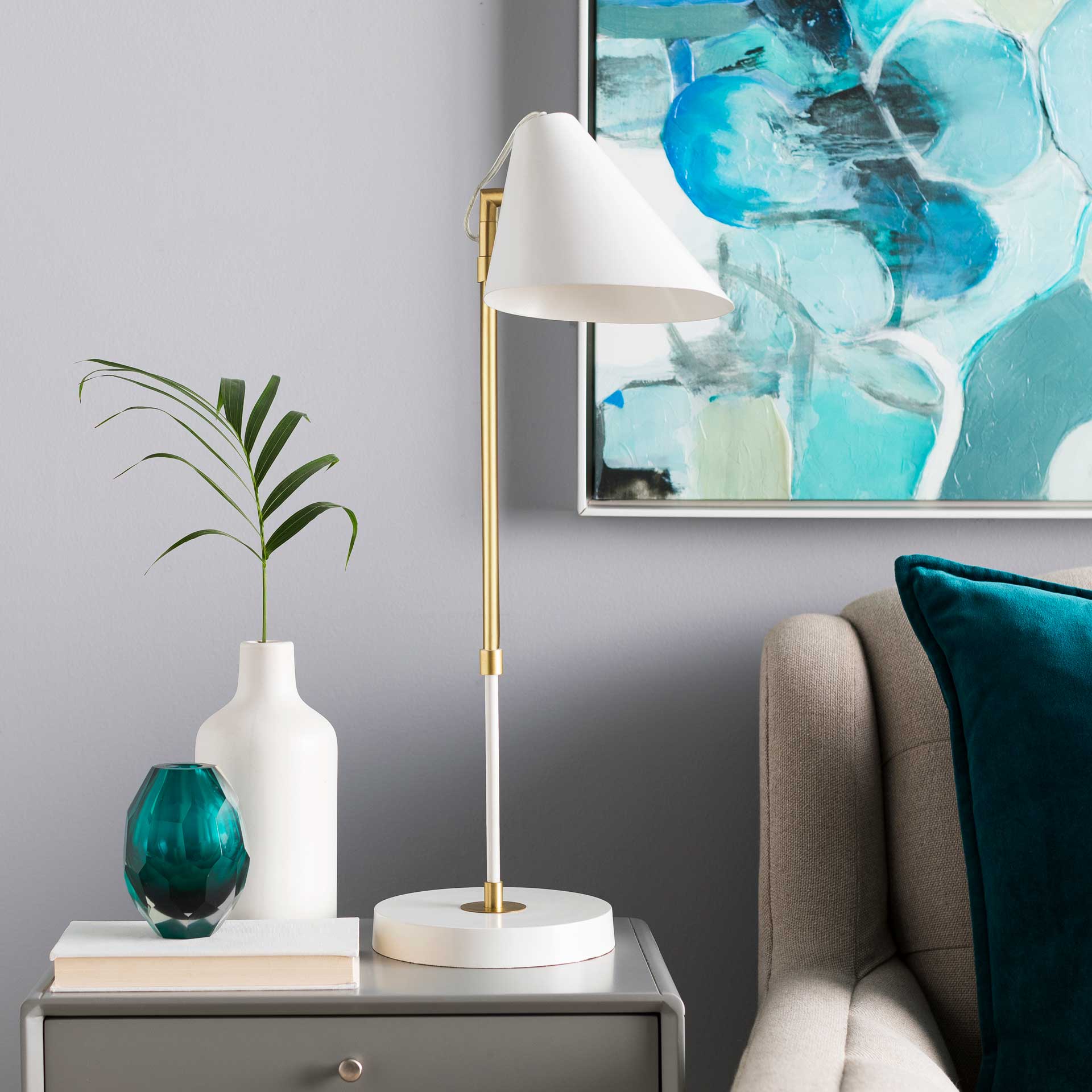 Benson Table Lamp White/Brass - Image 5