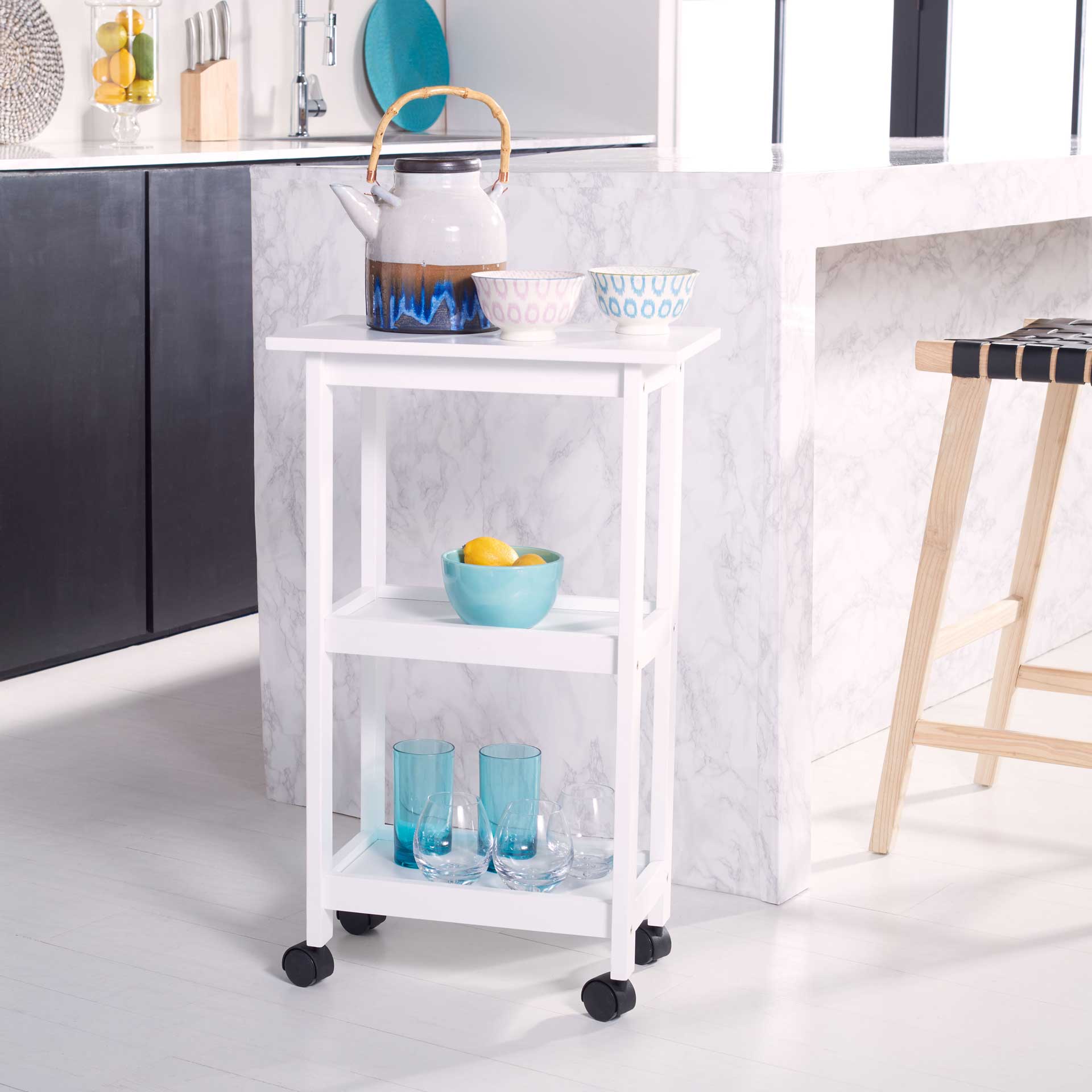 Bentlee 2 Shelf Kitchen Cart White - Image 6