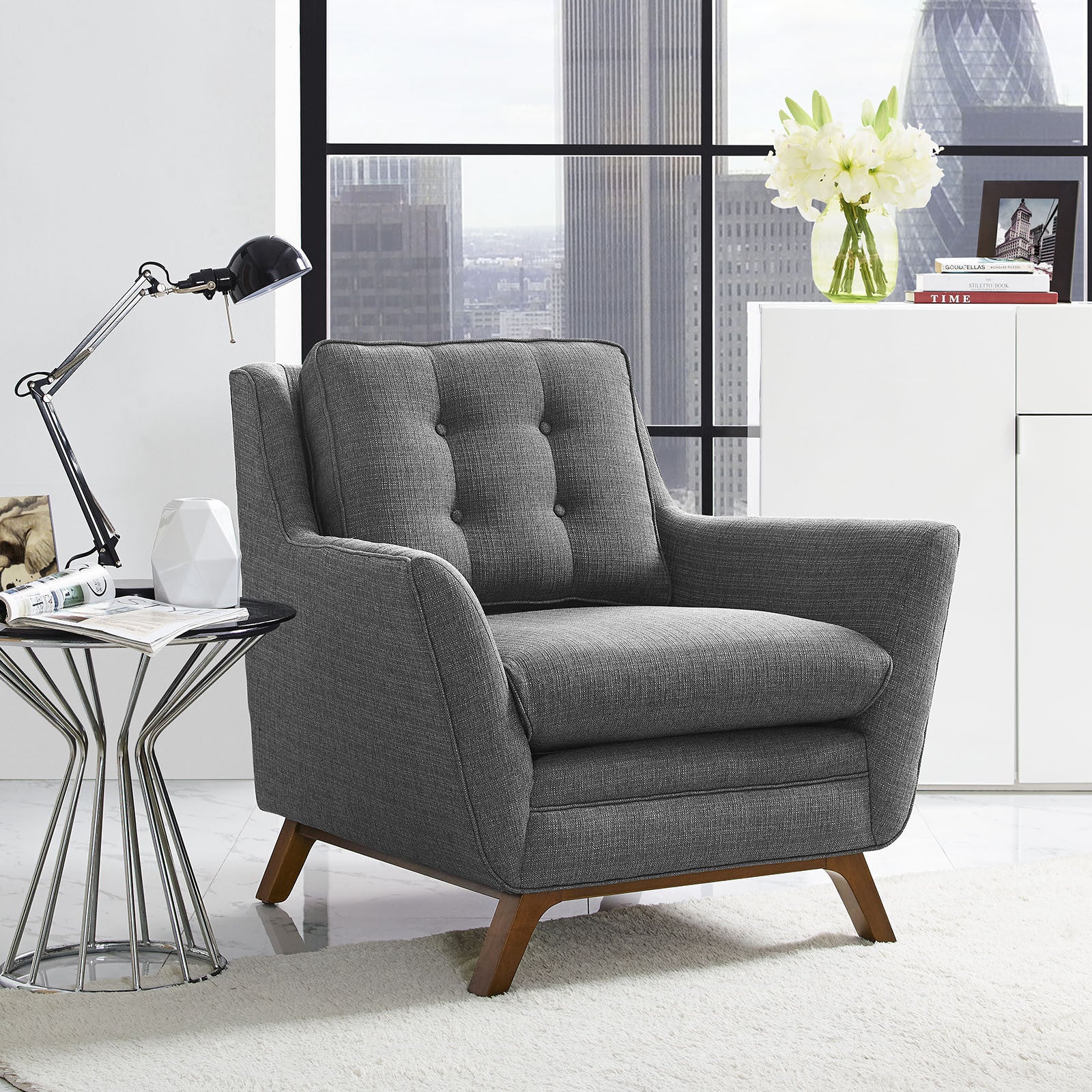 Beowulf Fabric Armchair Gray - Image 5
