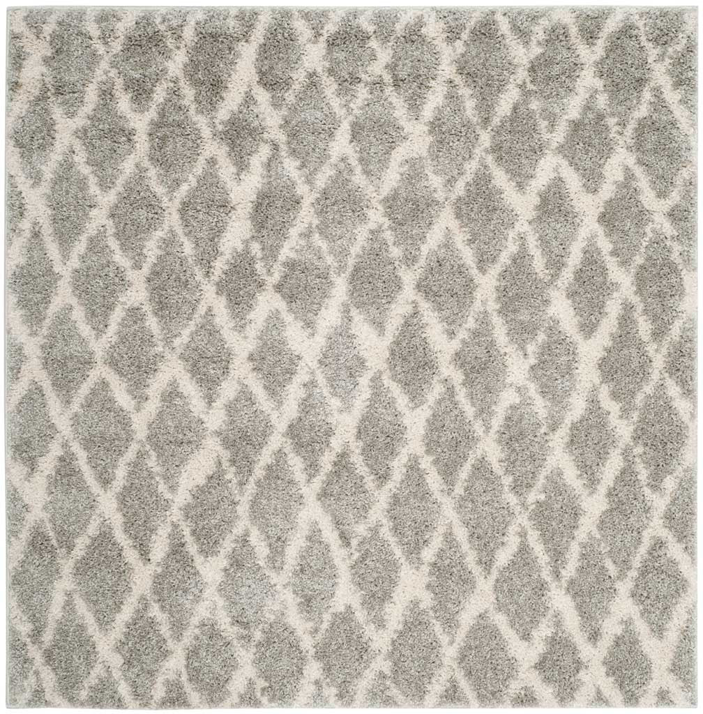Berber Diamond Shag Light Gray/Cream Area Rug - Image 3