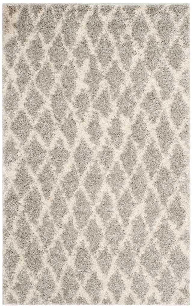 Berber Diamond Shag Light Gray/Cream Area Rug - Image 4