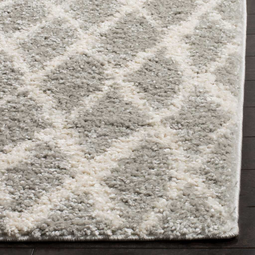 Berber Diamond Shag Light Gray/Cream Area Rug - Image 6