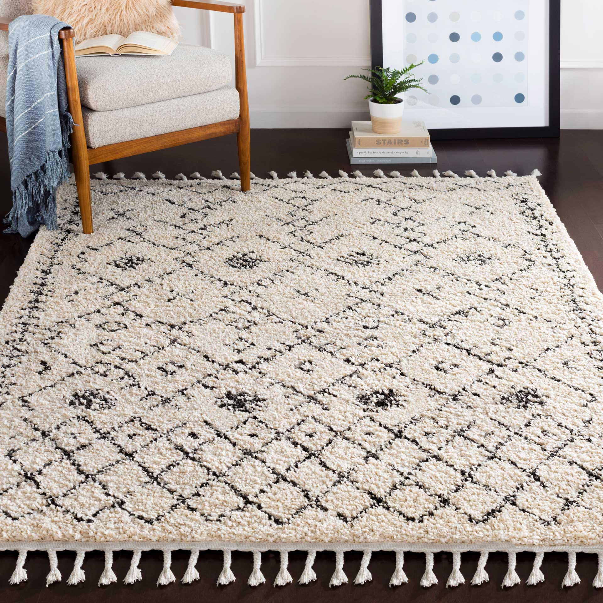 Berber Shag Charcoal/Beige Area Rug - Image 4