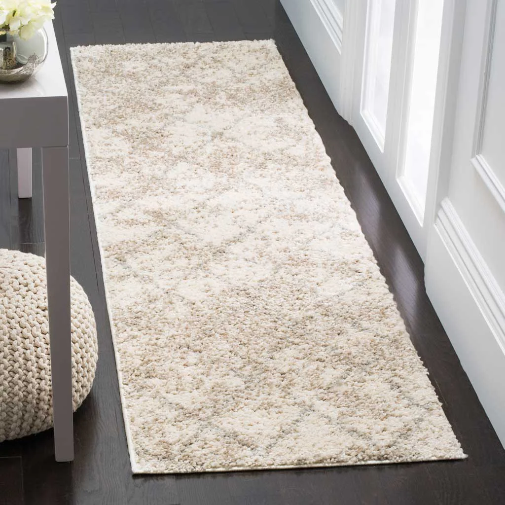 Berber Shag Cream/Light Gray Runner Rug - Image 2