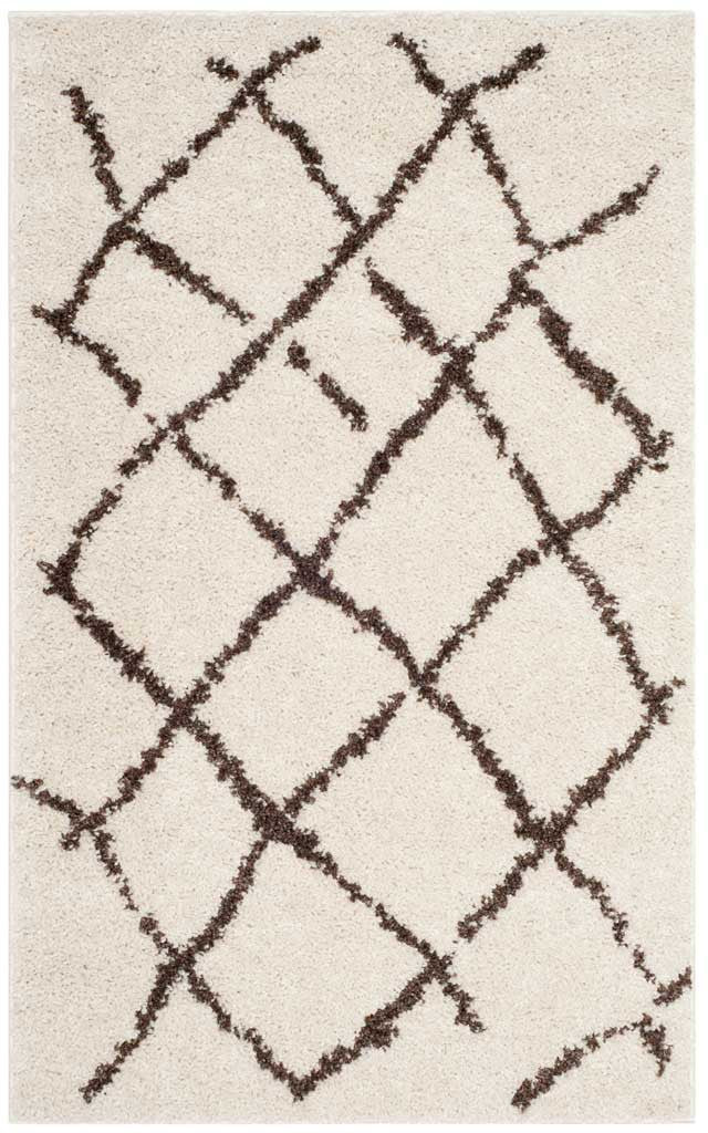 Berber Shag Creme/Brown Area Rug - Image 3