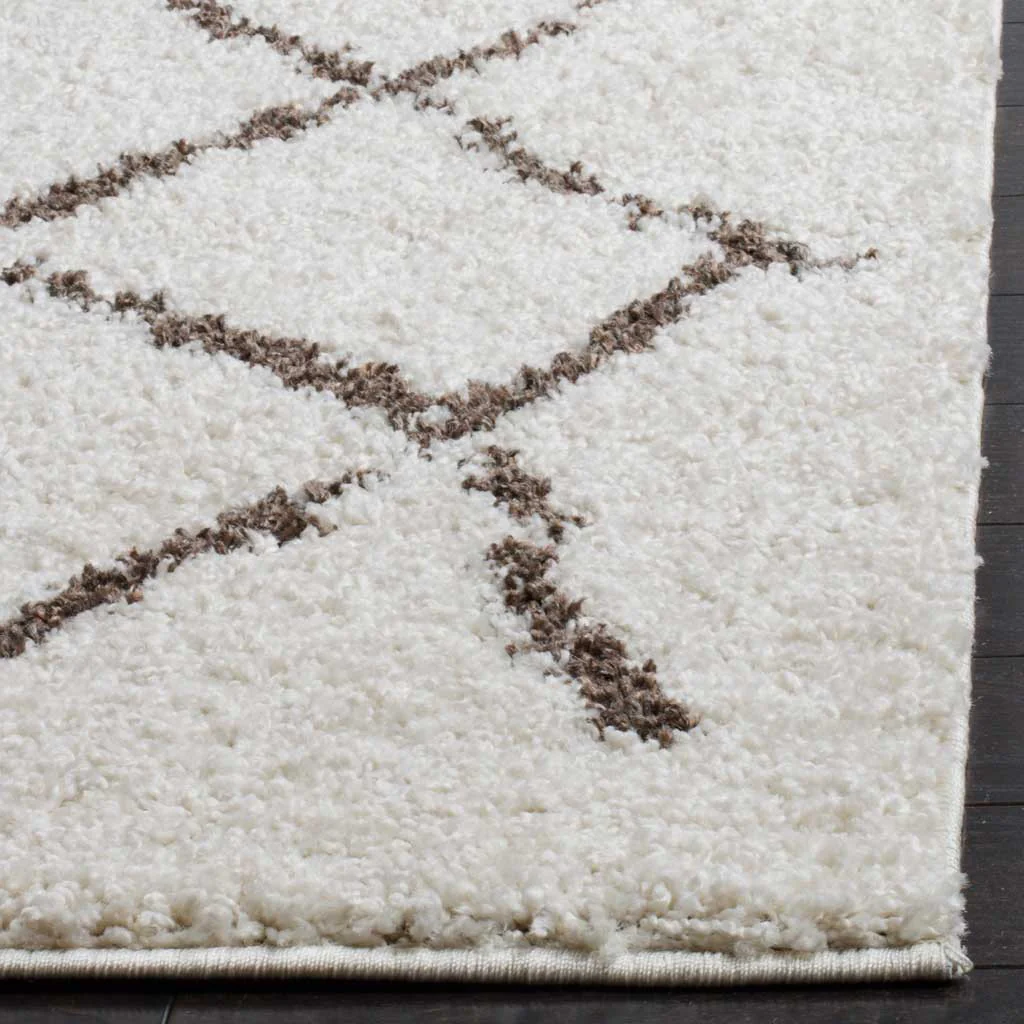 Berber Shag Creme/Brown Area Rug - Image 5