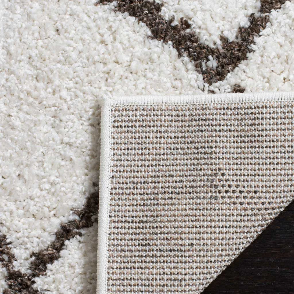 Berber Shag Creme/Brown Area Rug - Image 6