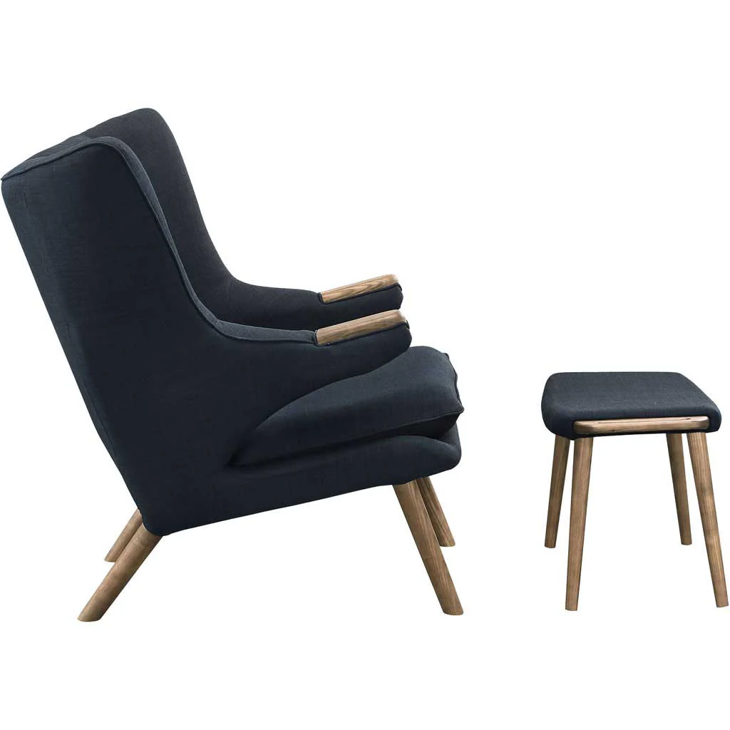 Berlin Lounge Chair and Ottoman Black - Image 2