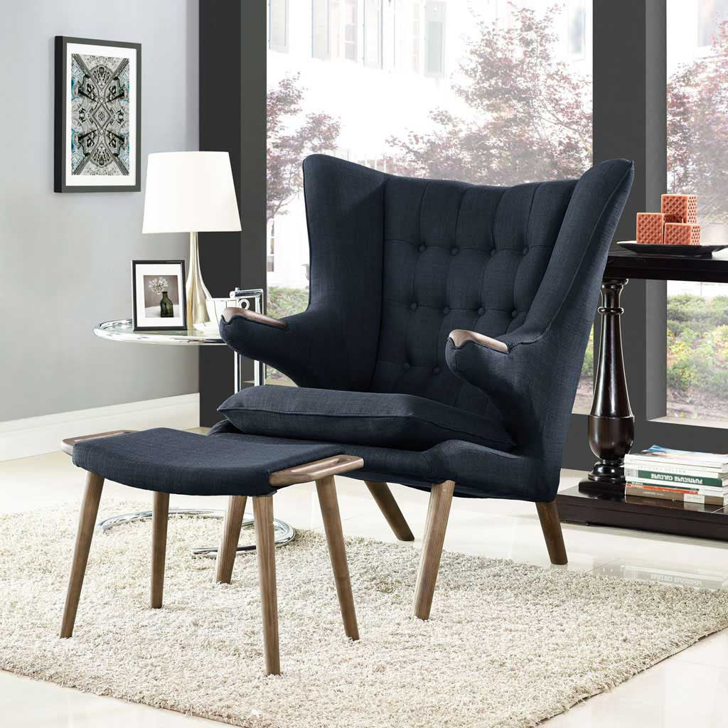 Berlin Lounge Chair and Ottoman Black - Image 4