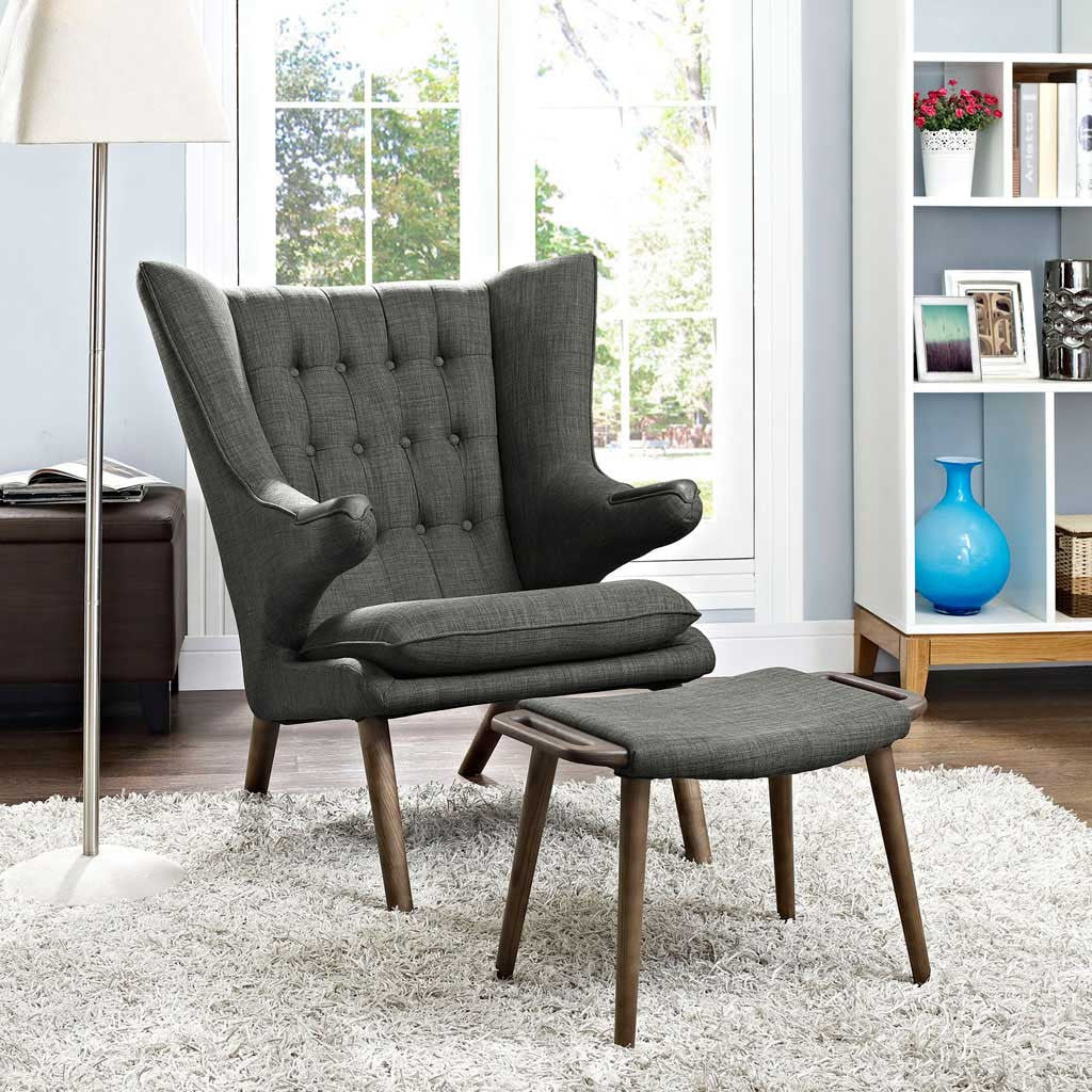 Berlin Lounge Chair and Ottoman Gray - Image 4
