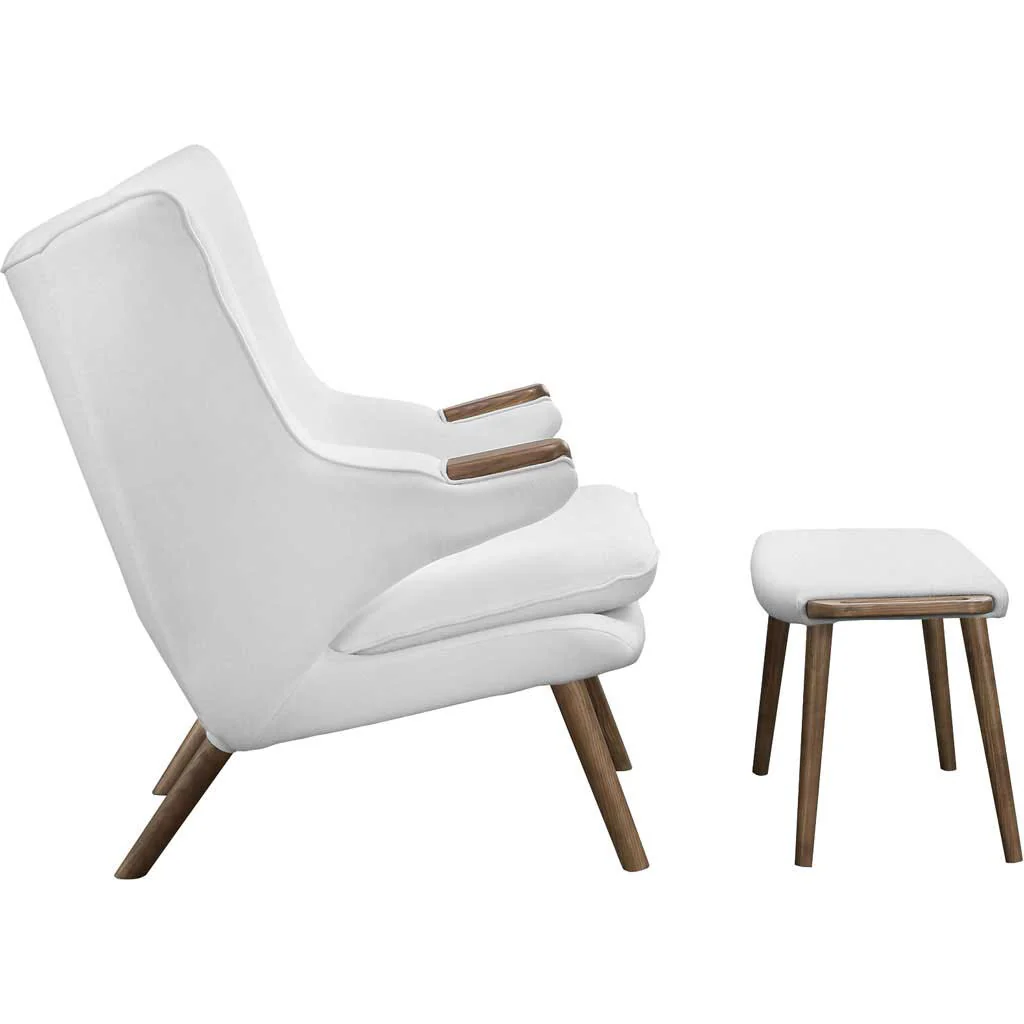 Berlin Lounge Chair and Ottoman White - Image 2