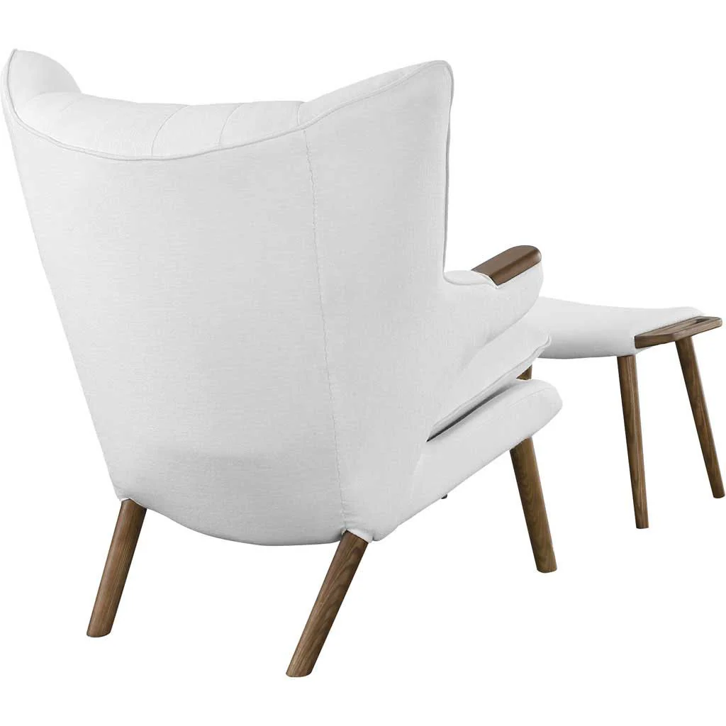Berlin Lounge Chair and Ottoman White - Image 3