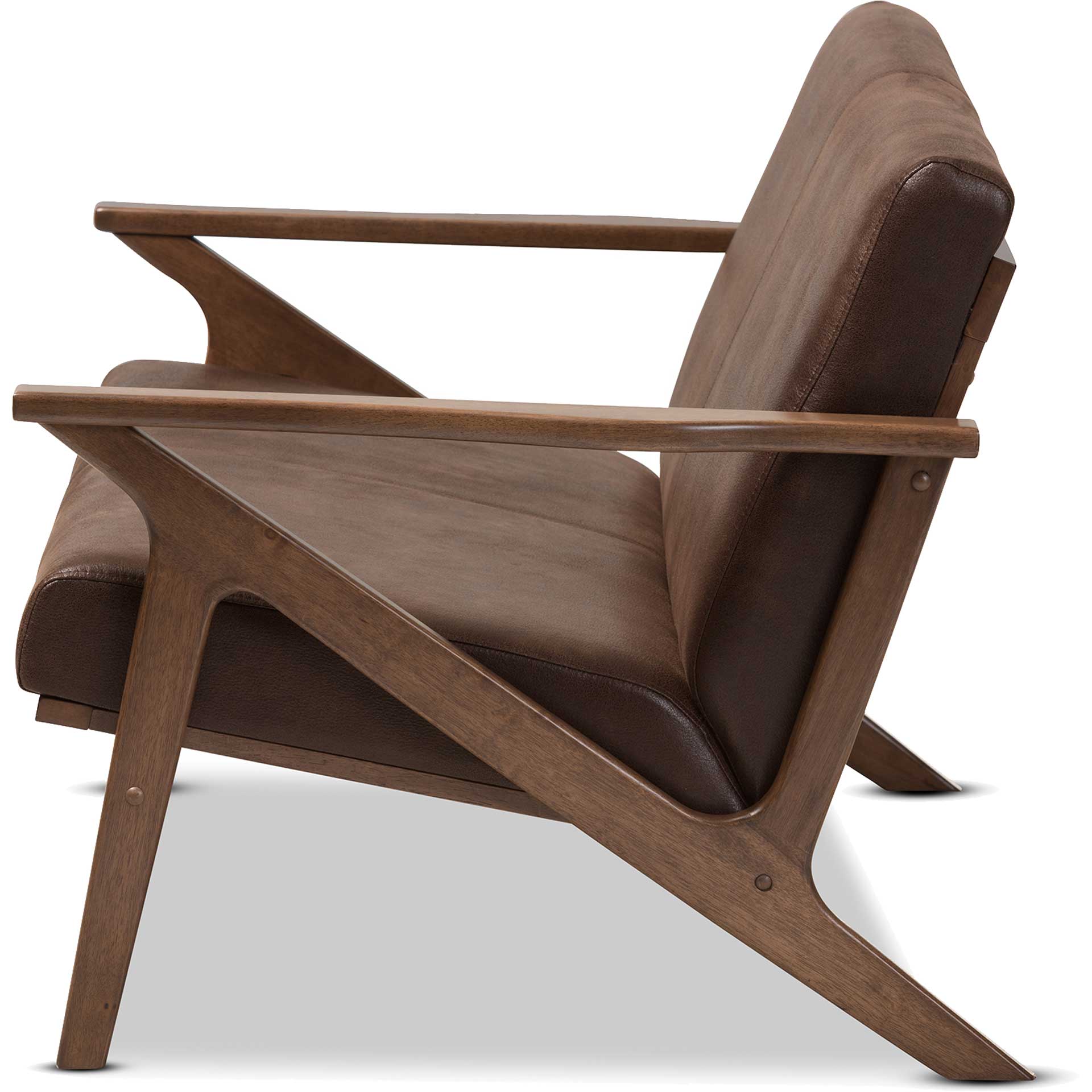 Birdie Distressed Faux Leather Loveseat Dark Brown/Walnut - Image 3