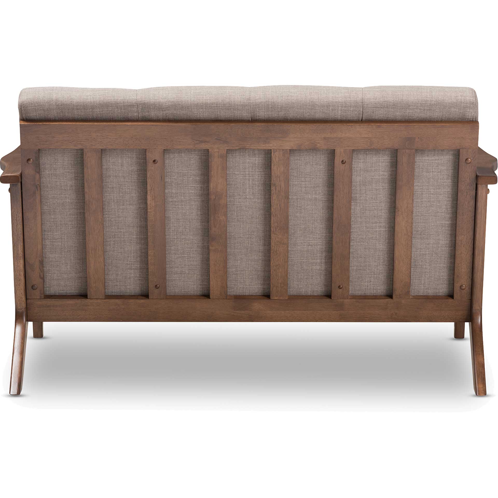 Birdie Fabric Tufted Loveseat Light Gray/Walnut - Image 4