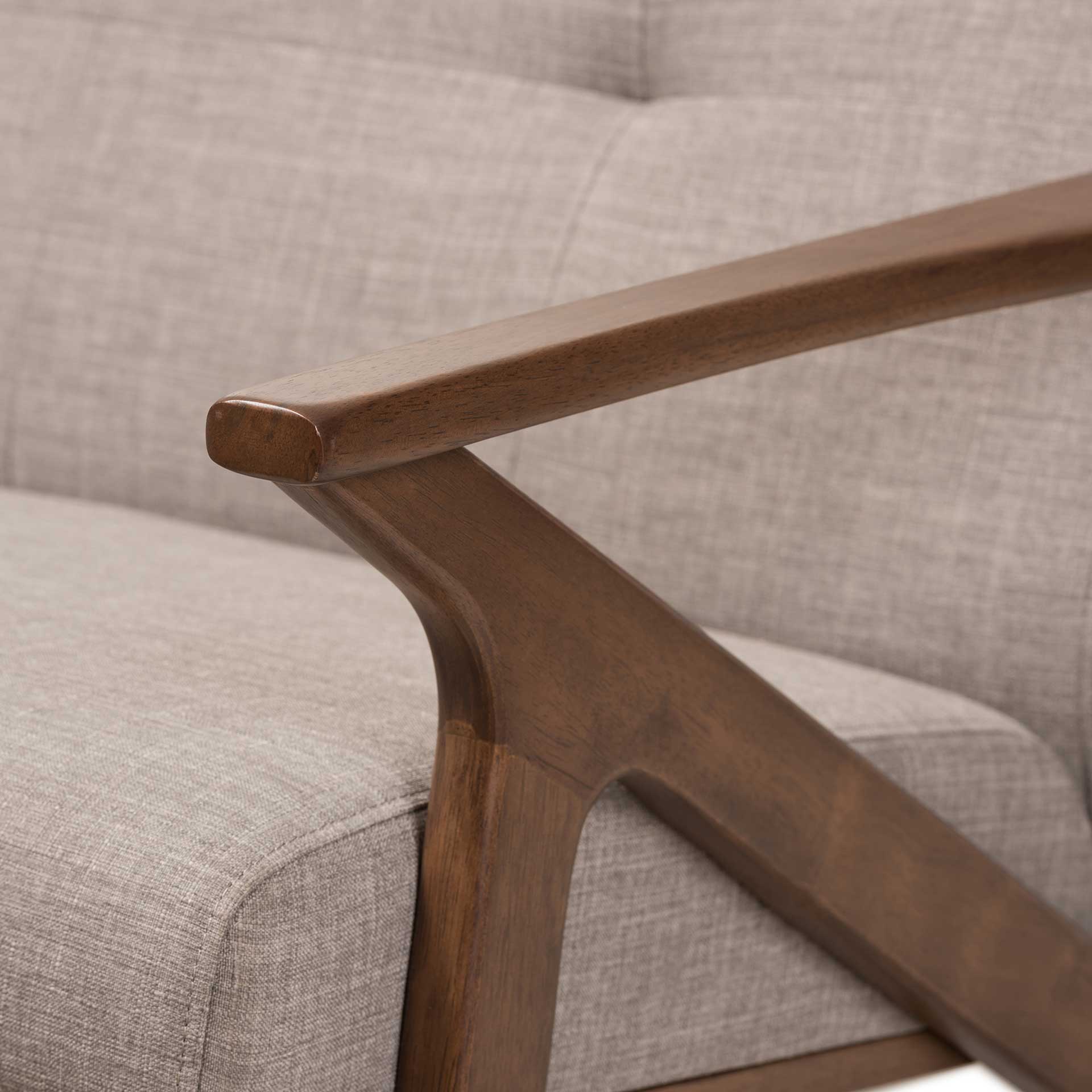 Birdie Fabric Tufted Loveseat Light Gray/Walnut - Image 5