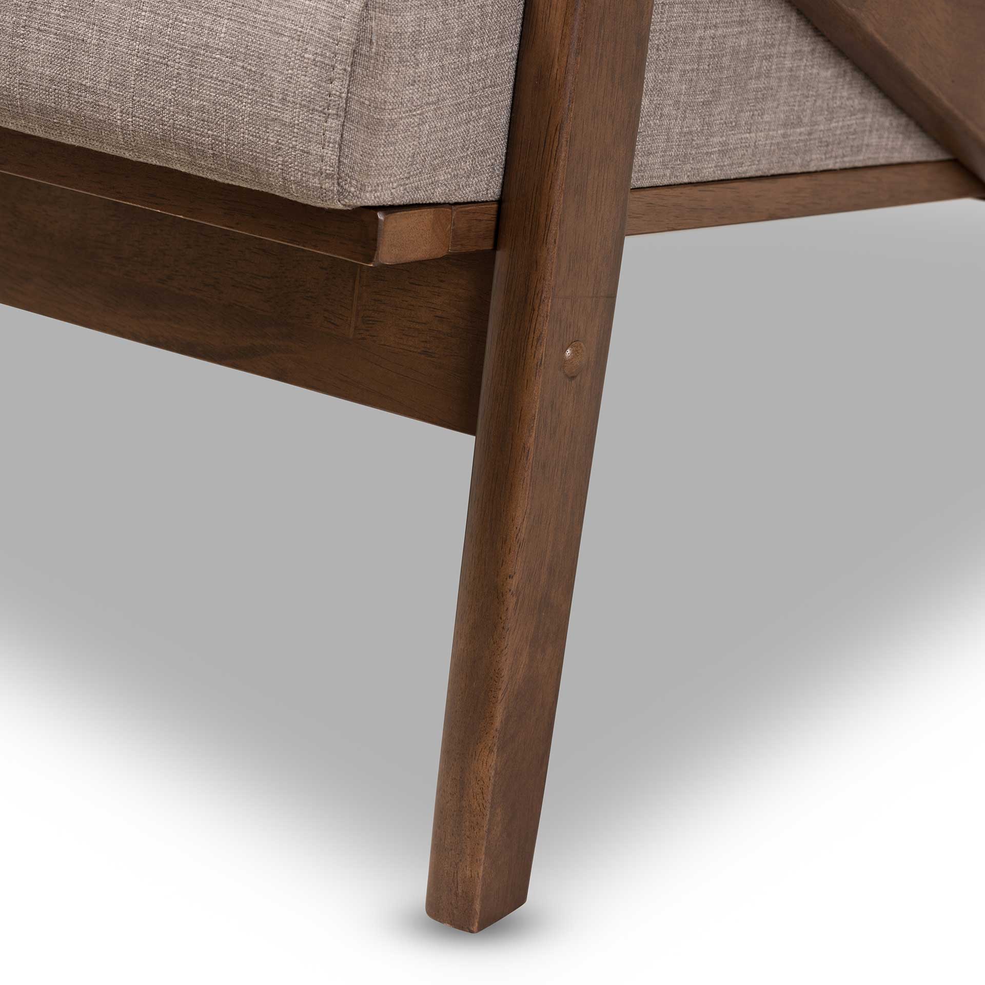 Birdie Fabric Tufted Loveseat Light Gray/Walnut - Image 6