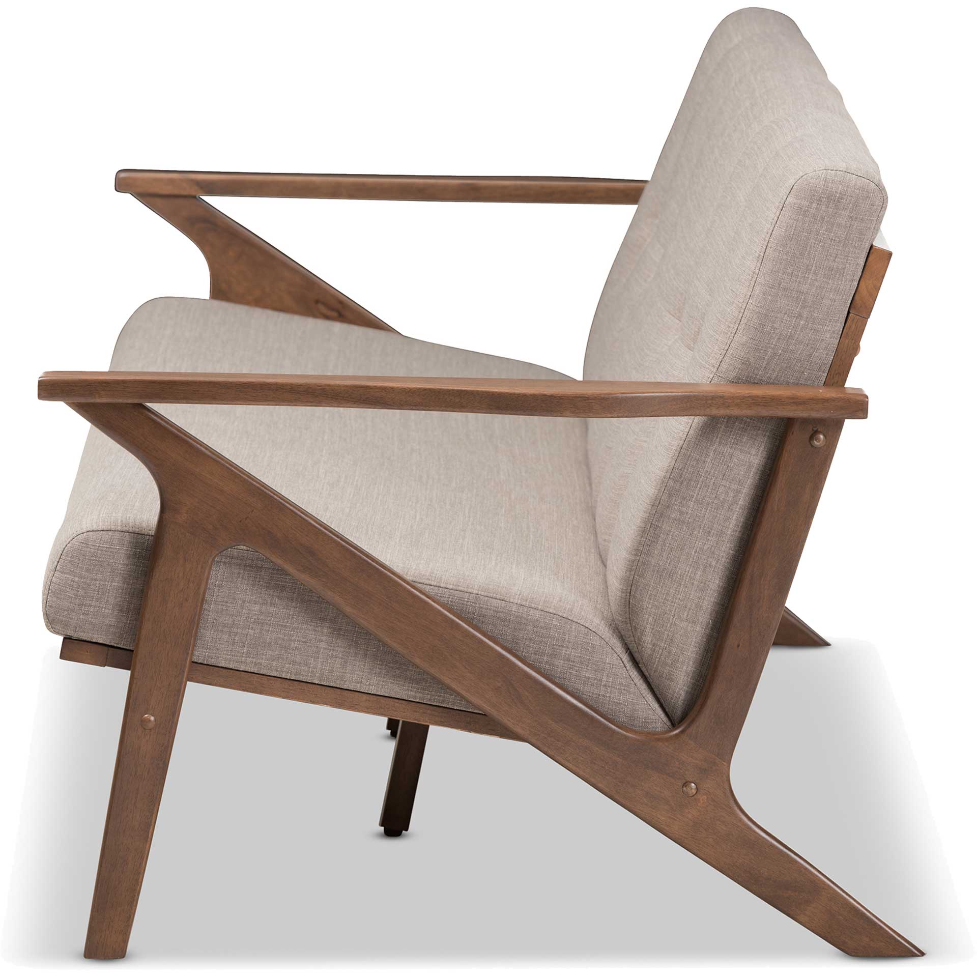 Birdie Fabric Tufted Sofa Light Gray/Walnut - Image 3
