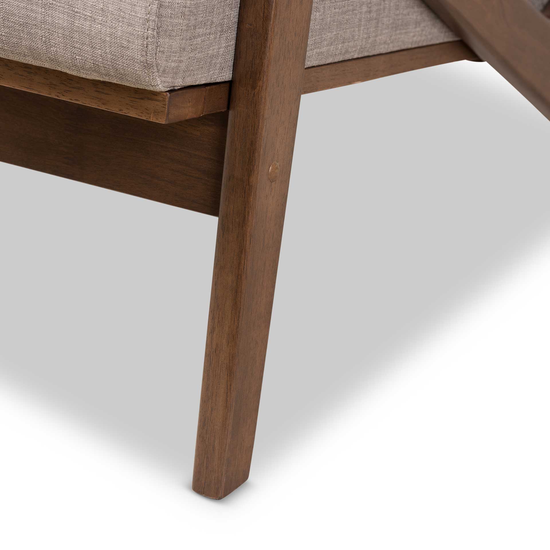Birdie Fabric Tufted Sofa Light Gray/Walnut - Image 5