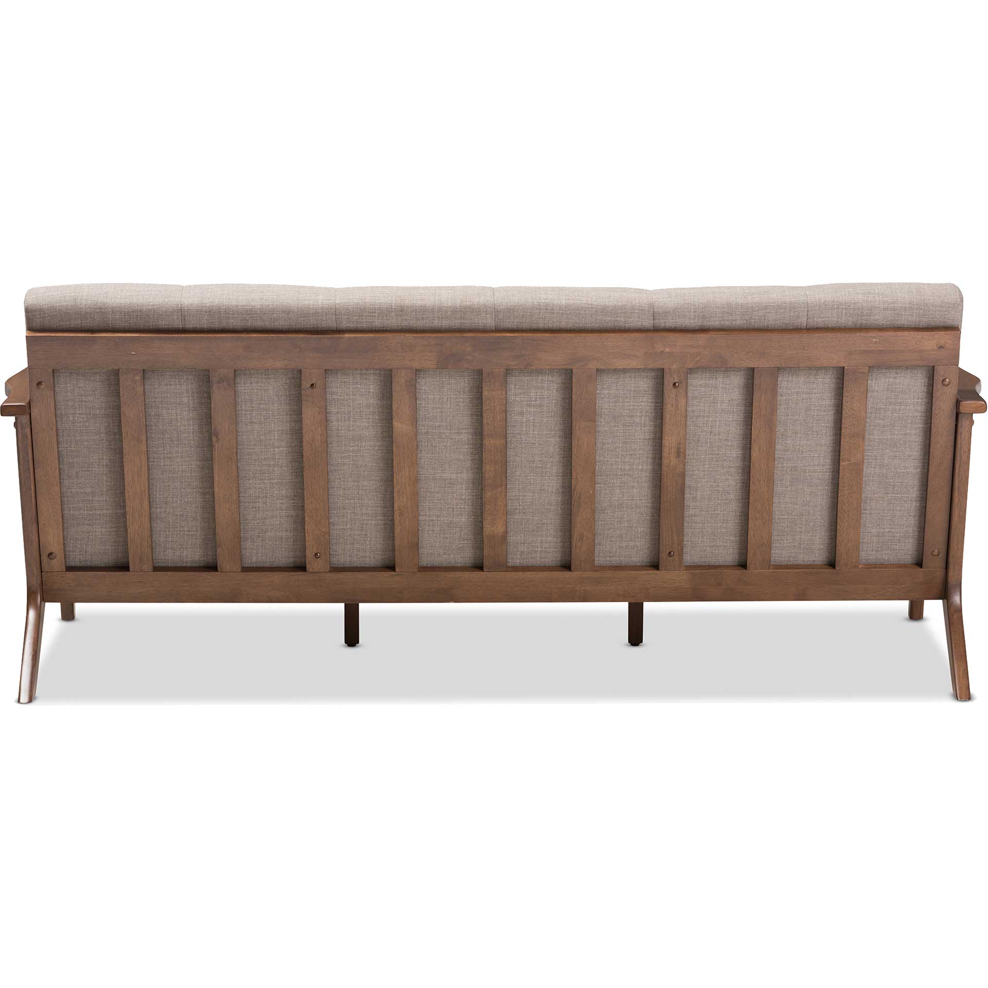 Birdie Fabric Tufted Sofa Light Gray/Walnut - Image 7