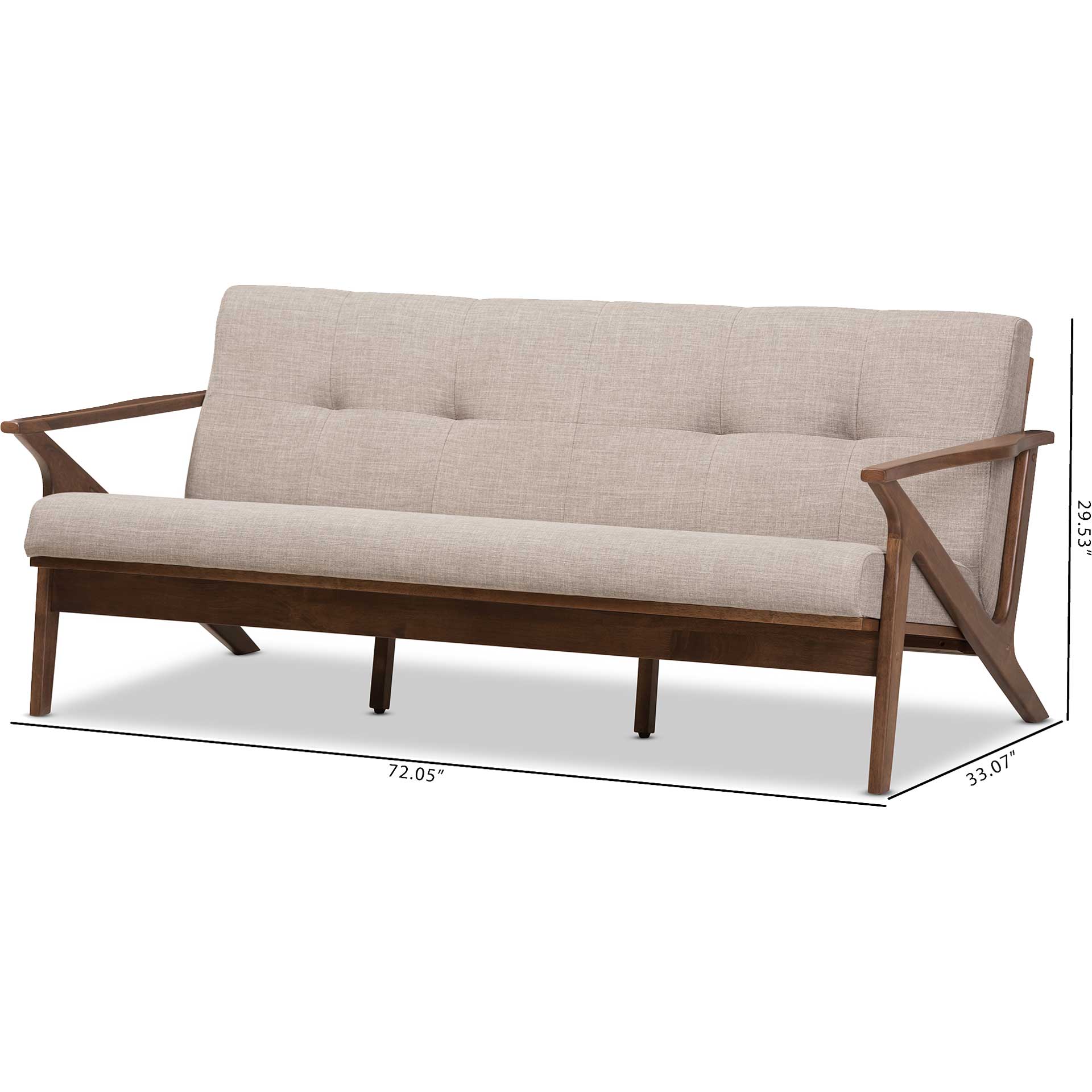Birdie Fabric Tufted Sofa Light Gray/Walnut - Image 8