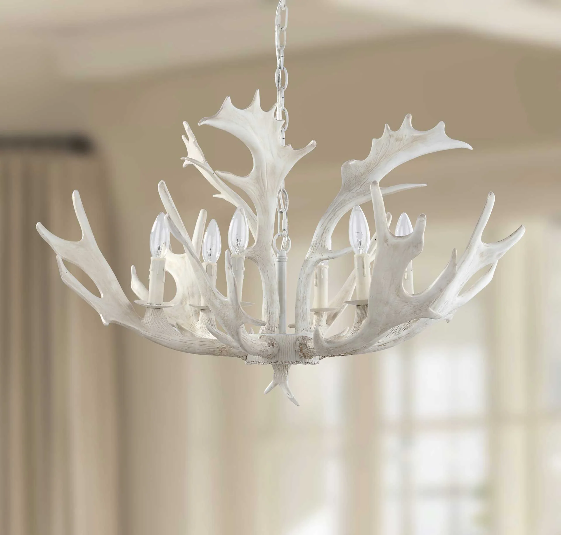 Bixby Antler Chandelier White - Image 3