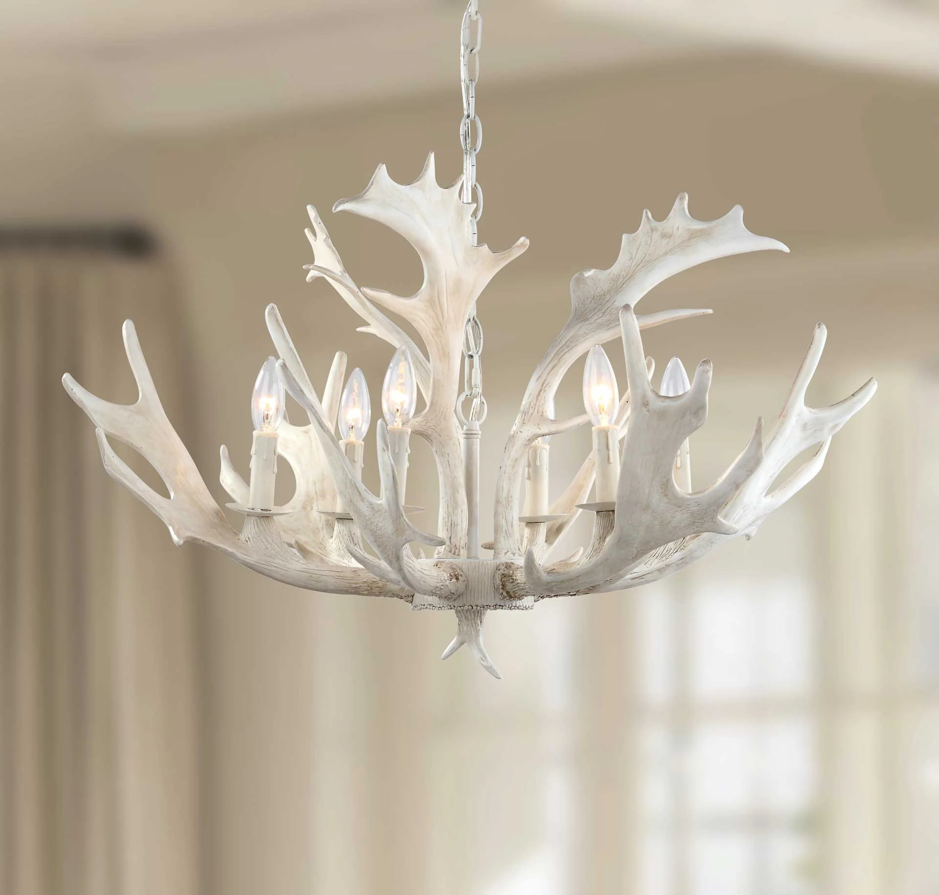 Bixby Antler Chandelier White - Image 4