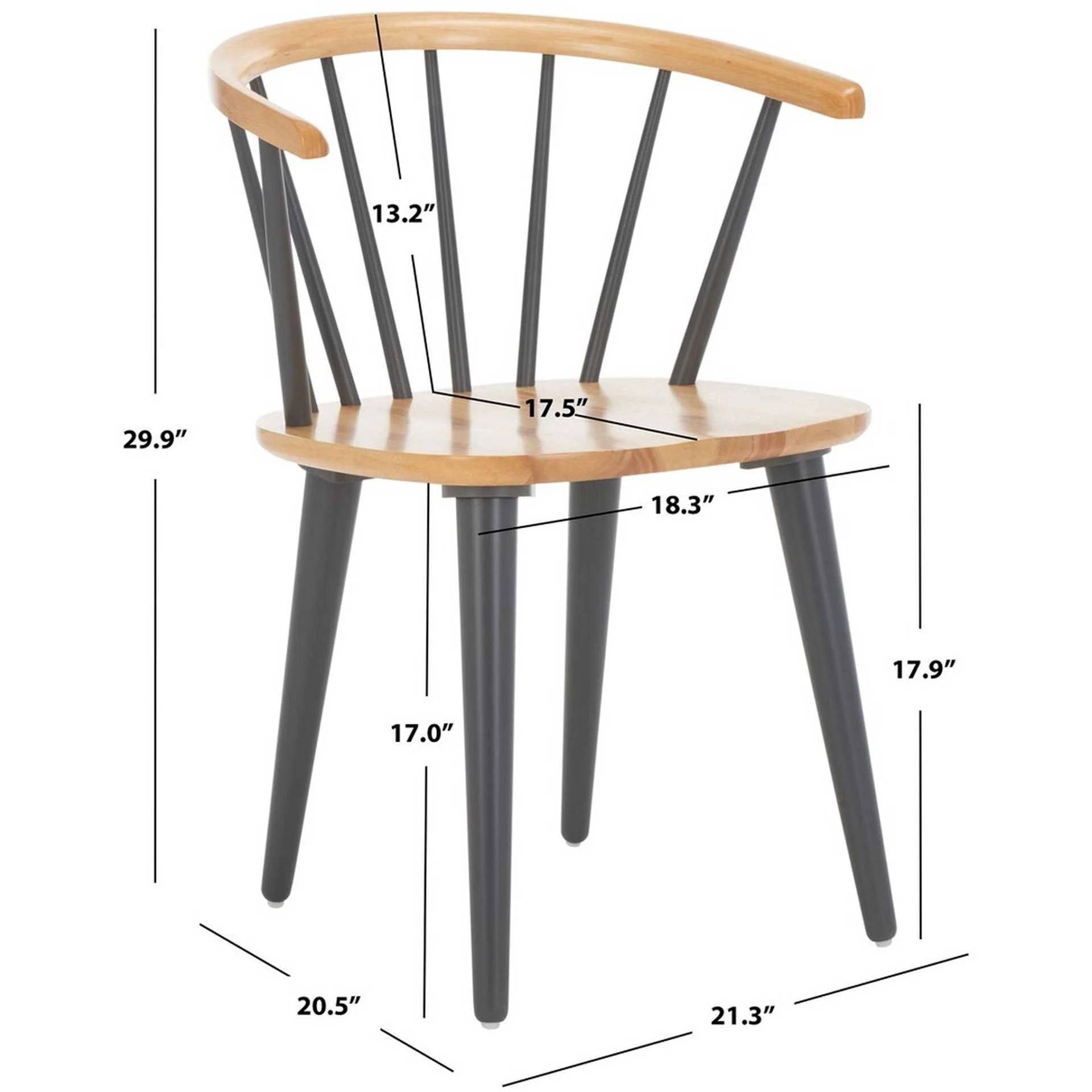 Blair Curved Spindle Side Chair Natural/Gray (Set of 2) - Image 7
