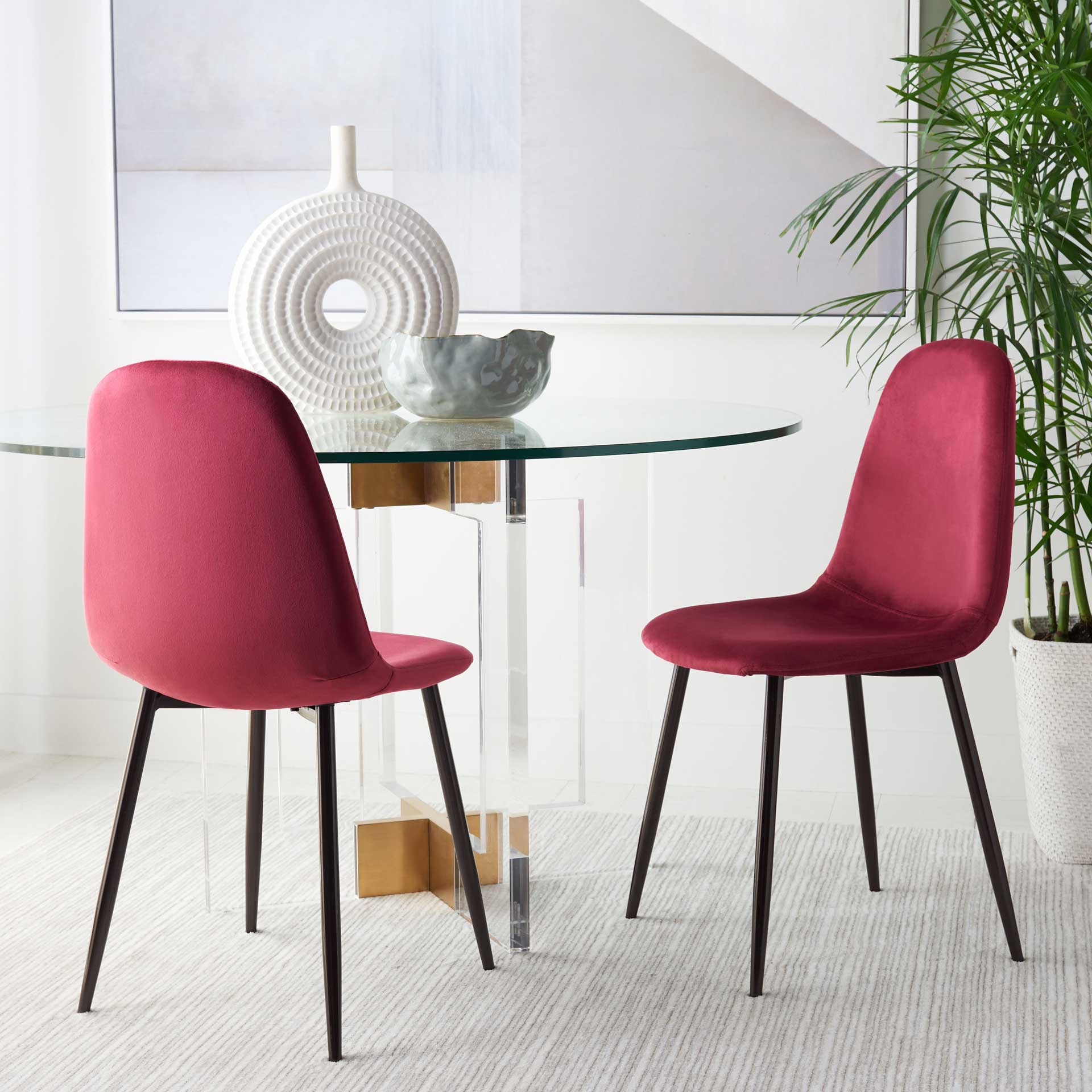 Blaize Dining Chair Magenta/Brown (Set of 2) - Image 8