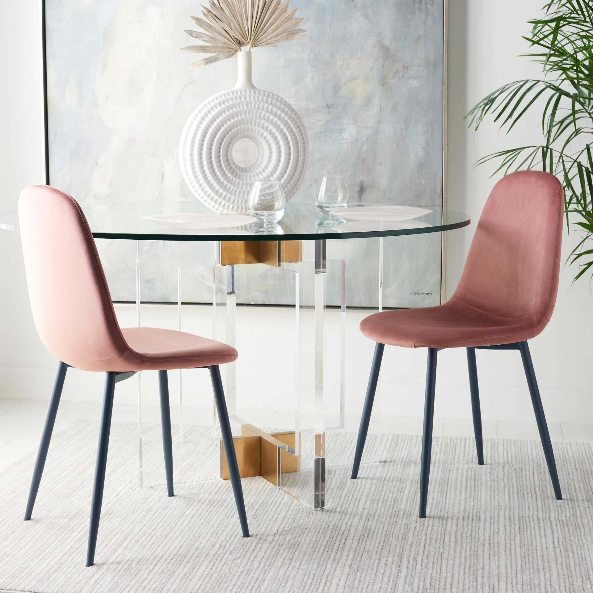 Blaize Dining Chair Pink/Dark Gray (Set of 2) - Image 8