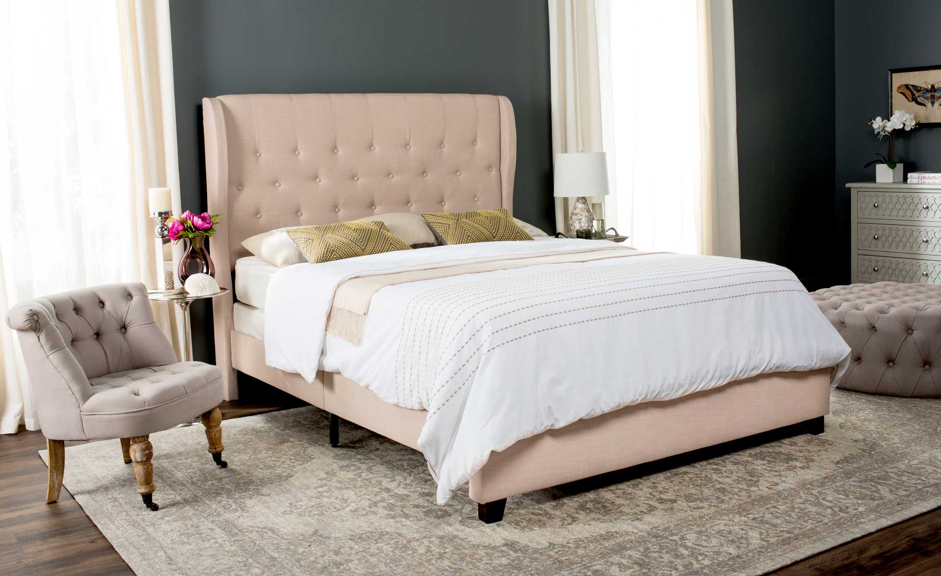 Blakely Upholstered Bed Light Beige - Image 5